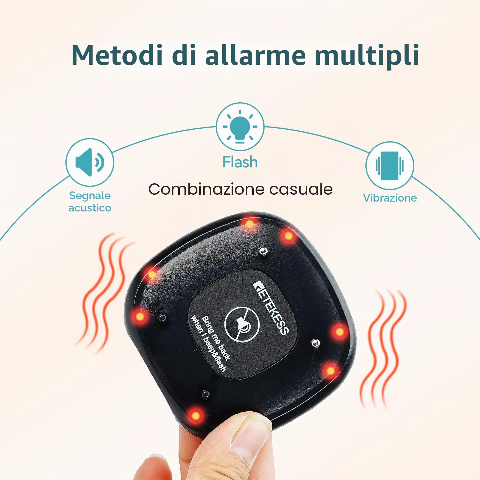 Retekess TD161 Cercapersone Ristorante, Pager Ristorante, 40 Cercapersone | per Area Ristoro, Centro di Intrattenimento, Resort, 500M All'Aperto, Tastiera Rimovibile, Pulsante Mute