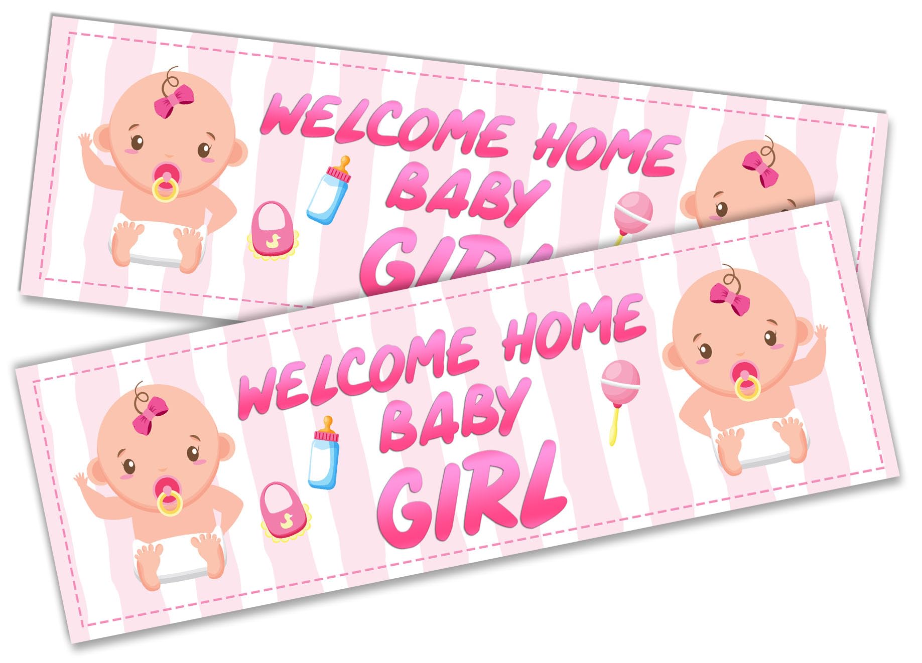 x2 Welcome Home Baby Girl Banner Baby Shower Homecoming Party Decoration 3