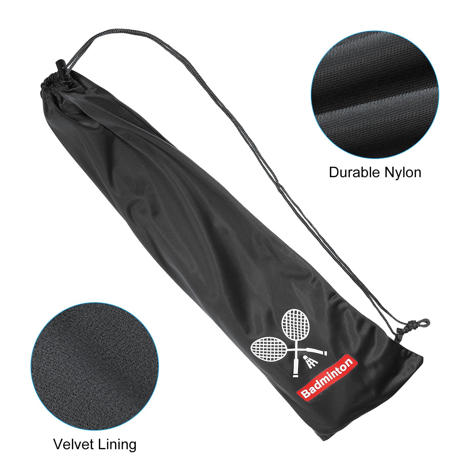 PATIKIL Custodia morbida per racchetta da badminton, fodera in velluto con coulisse, resistente e leggera, per giocatori di badminton