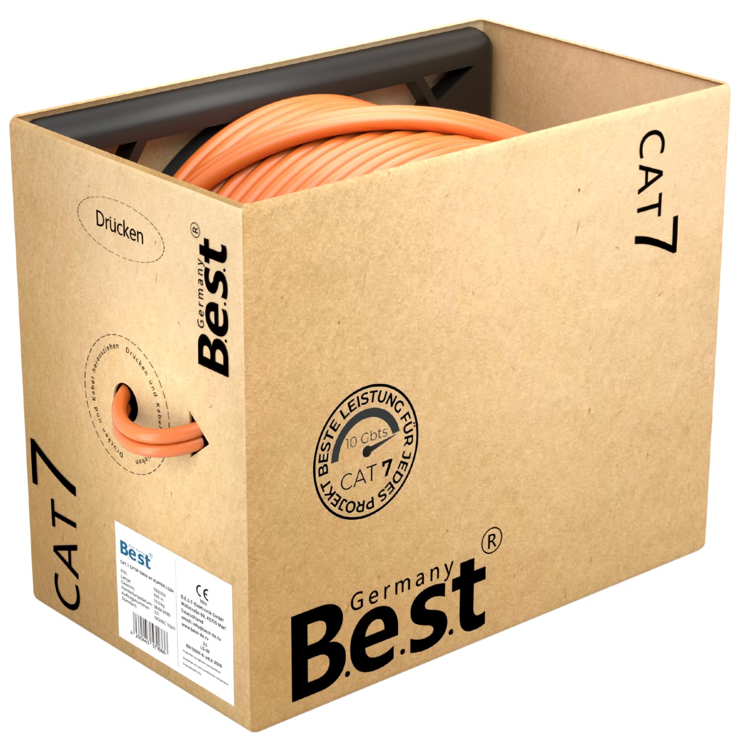 Germany B.e.s.t Cavo di rete duplex CAT 7, 100 m, in rame, LAN, cavo Ethernet, S/FTP, 10 Gbps, catat 7, in puro rame, cavo dati PoE+ LSZH