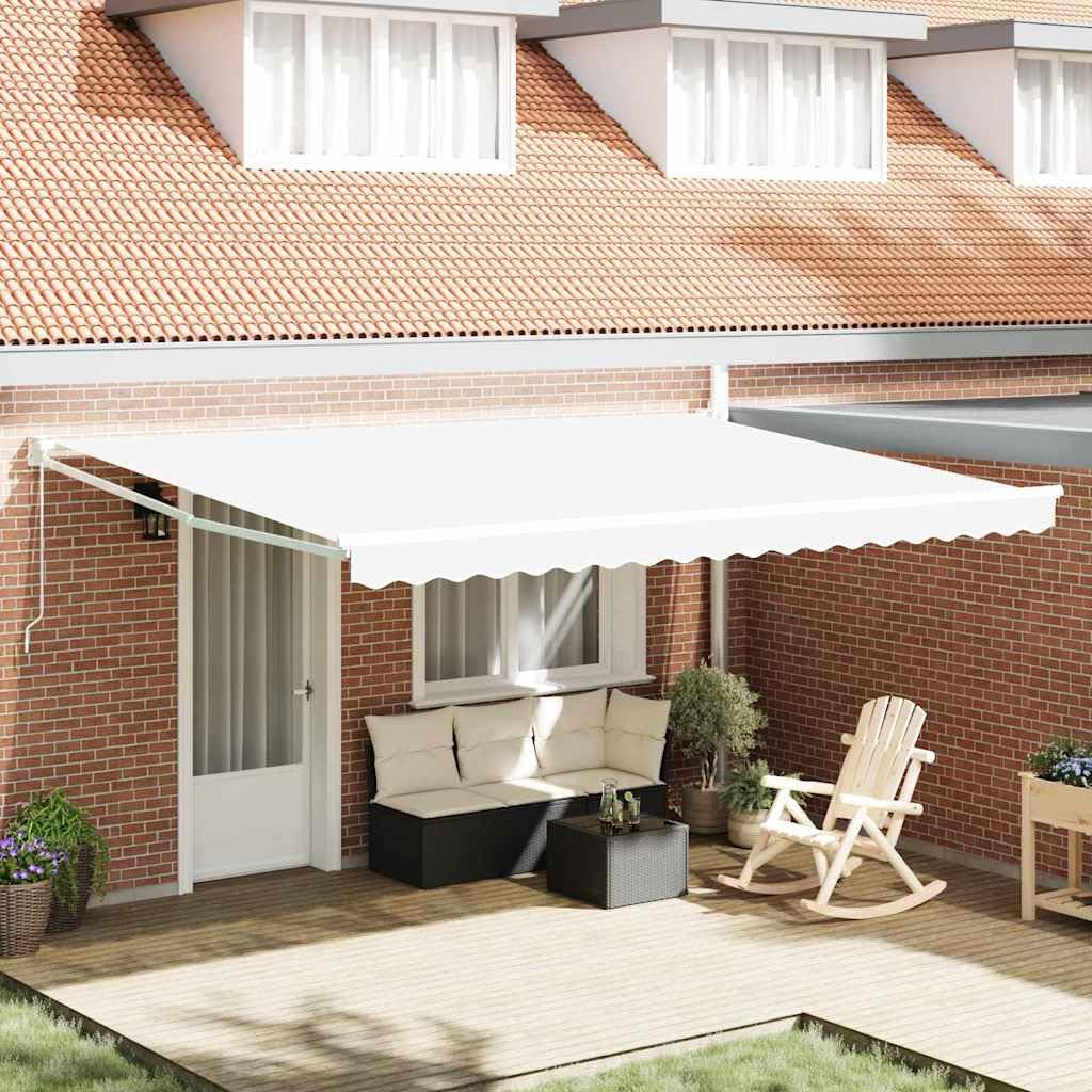 Store banne manuel extérieur blanc 450x300 cm en polyester et métal