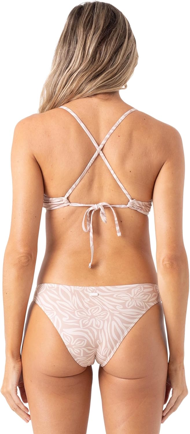 Roxy Women's Bikini Bottoms – UPF 50+, Quick-Dry, Swim Bottoms for Beach, Surf & Active Swim, Camel/Ivory, Small