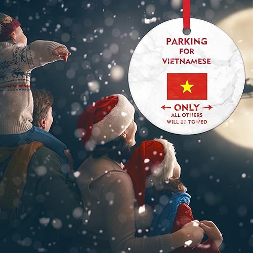 Miniatura 7 de WoGuangis Adorno de bandera nacional vietnamita de cerámica para árbol de Navidad, adorno de estacionamiento para vietnamitas Only All Others Will