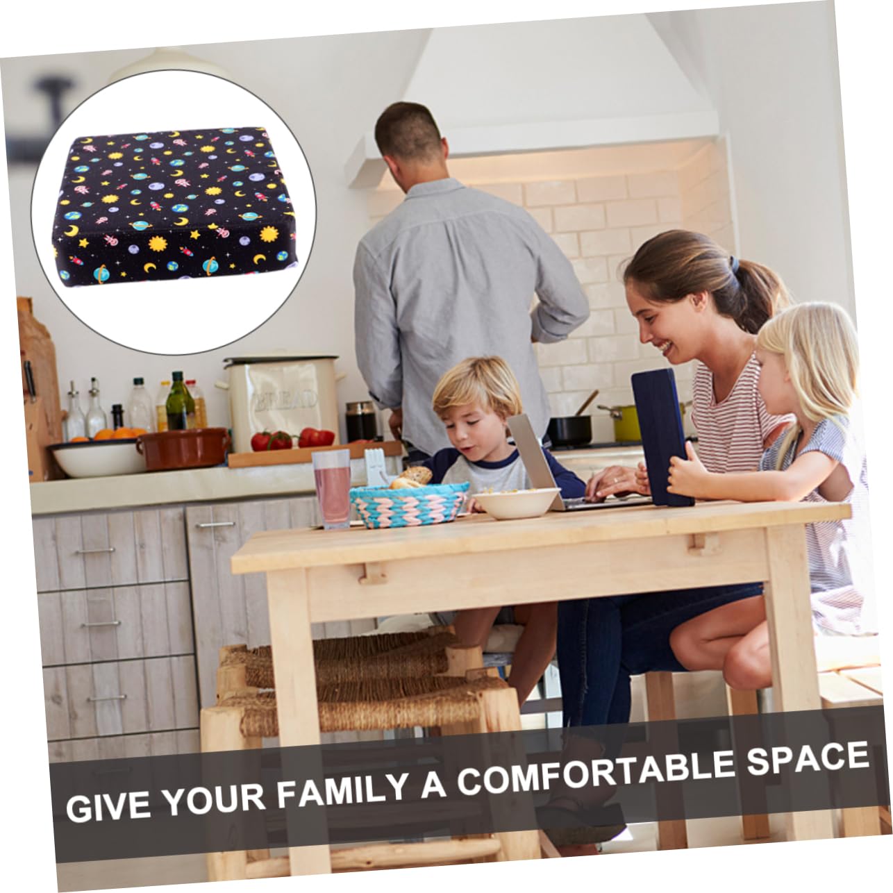 IMIKEYA Cuscino Rialzo per Sedia da Pranzo con Cinghie Sicurezza Portatile e Smontabile per e Ristoranti Stelle
