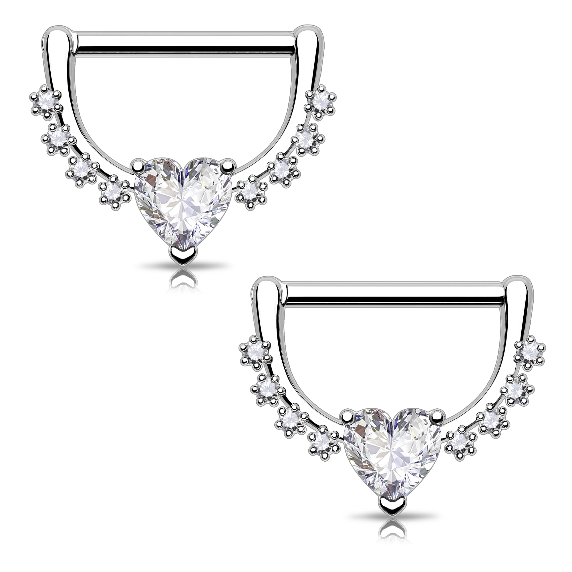 Melighting 14G Star Nipple Rings Steel 316L Nipple Piercing Jewelry Clear CZ Nipple Bars Clicker Nipple Barbell For Women Men 14mm