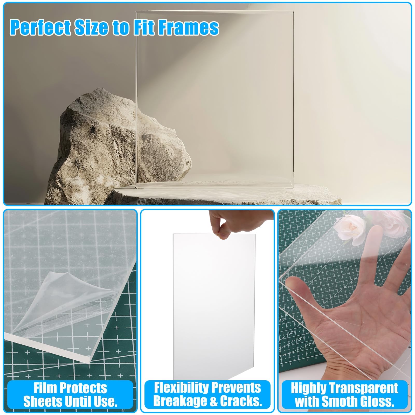 Planchas de Metacrilato Transparente 300x200x4mm, Paneles de Vidrio Orgánico para Manualidades y Bricolaje