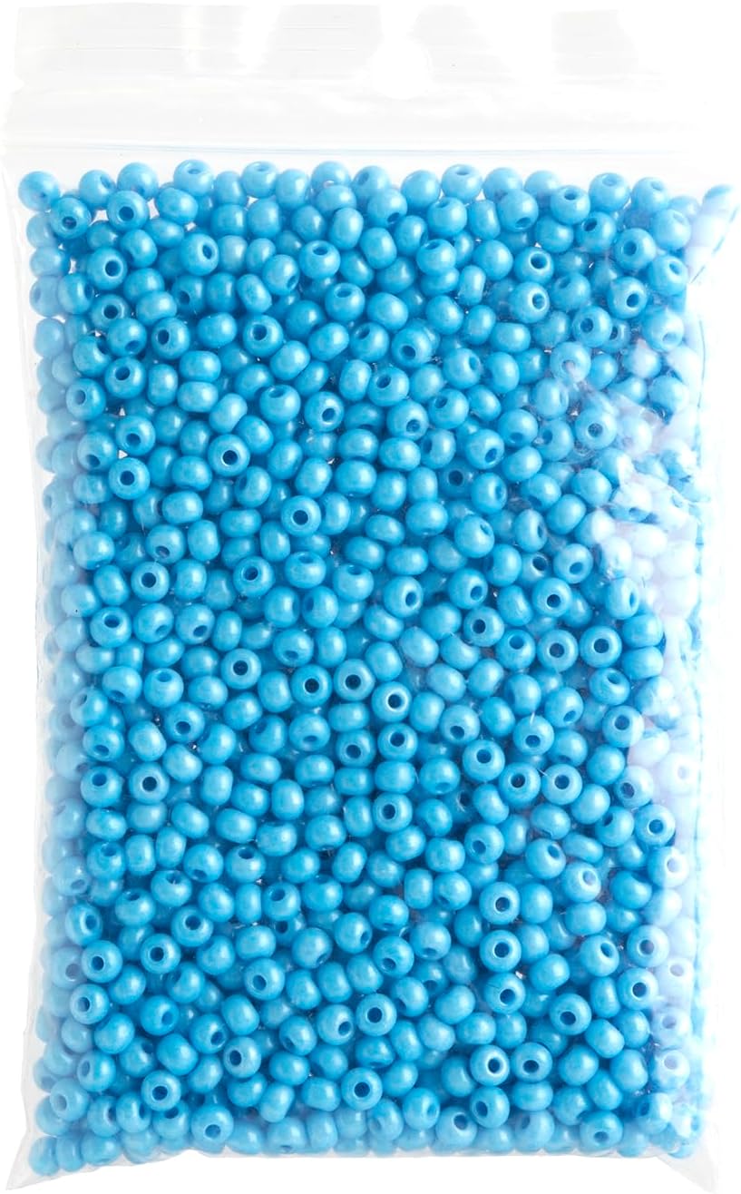 John Bead Czech Glass Seed Beads 6/0 (100g) Blue Terra Dyed Chalk Beads for DIY Art Crafts Jewelry Bracelets Necklaces Earrings Making