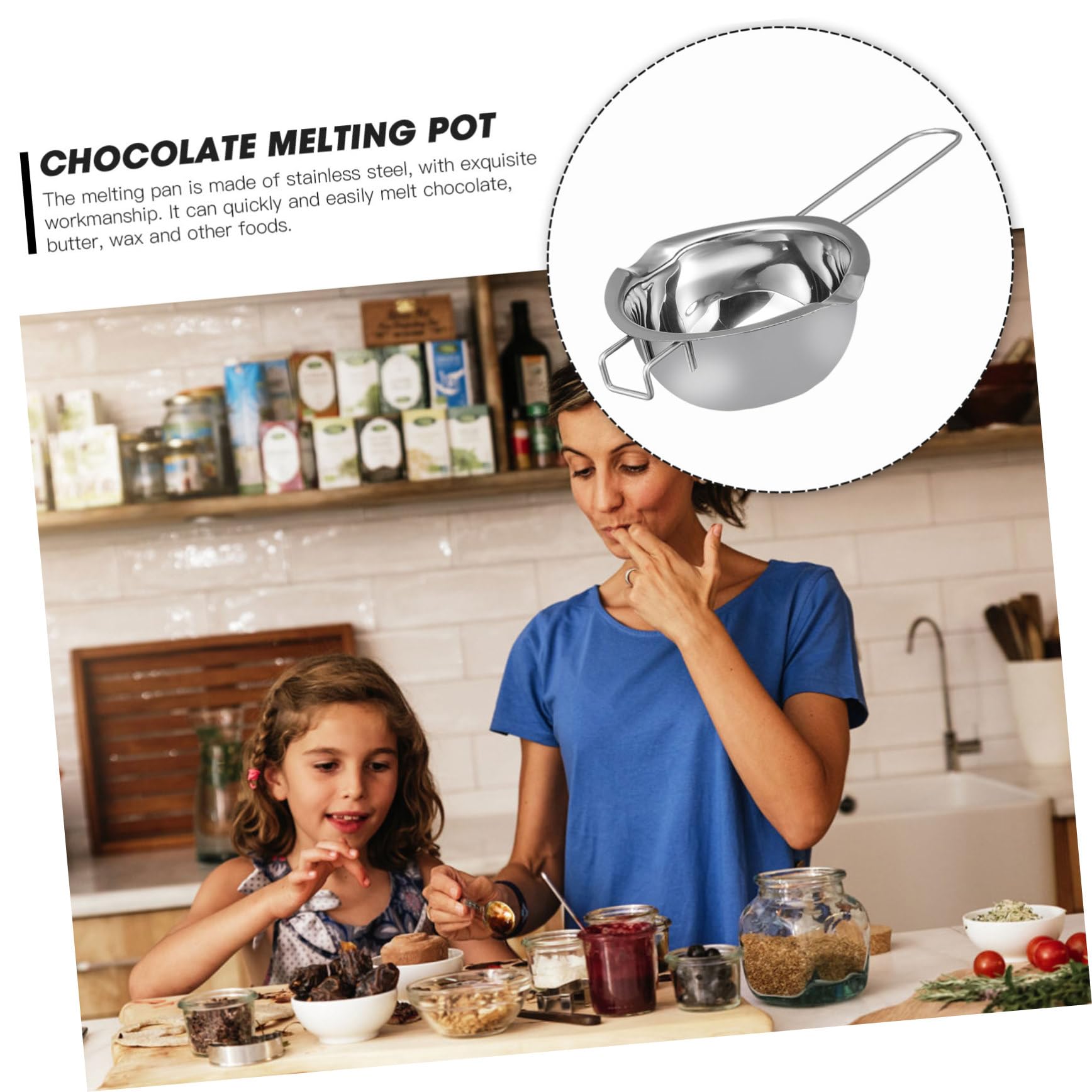 Garneck 1pc Heating Pot Candle Making Boiler Chocolate Melter Pot Butter Milk Heating Utensil Caramel Melting Pot Candle Wax Melting Pot Melt Pot Baking Melting Pot Stainless Steel Silver