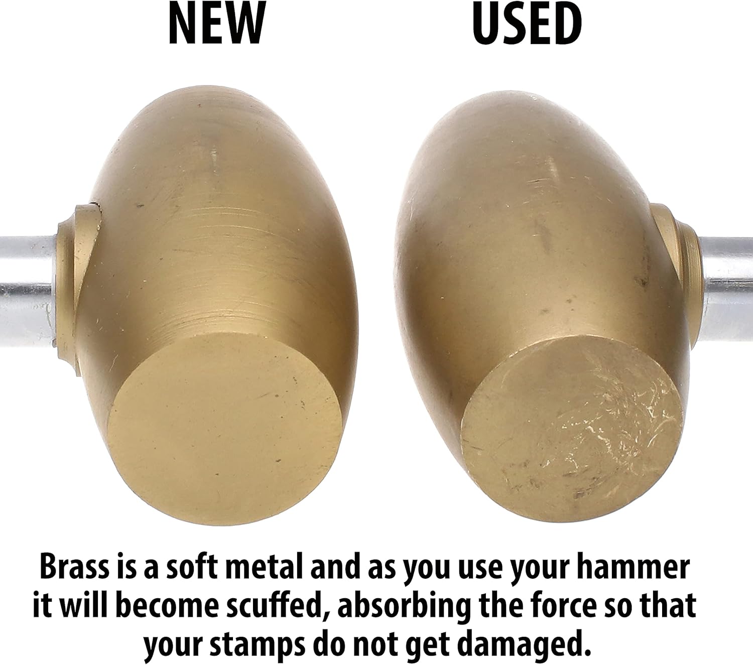The Beadsmith Brass Head Mallet - Metal Elements - 9.5 Inches long, 1LB head with a 24mm Face - Brass & Sheet Metal Hammer for Dapping, Chasing & Light Stamping