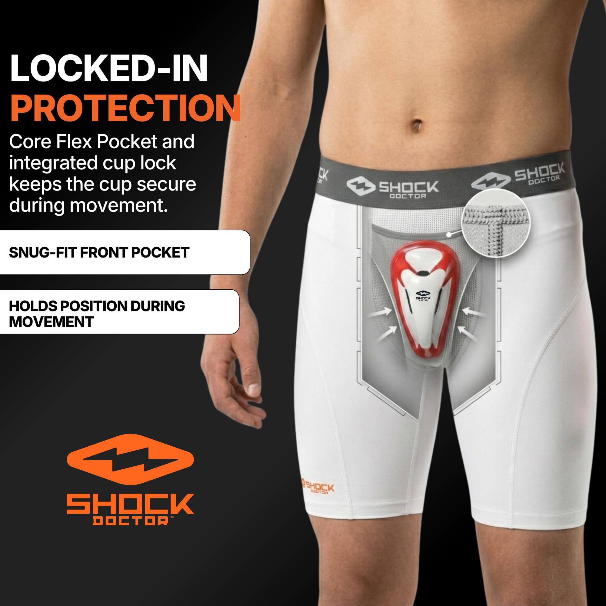 Shock Doctor Men's 221 Boy's Compression Shorts 221 Compression Short w/Cup