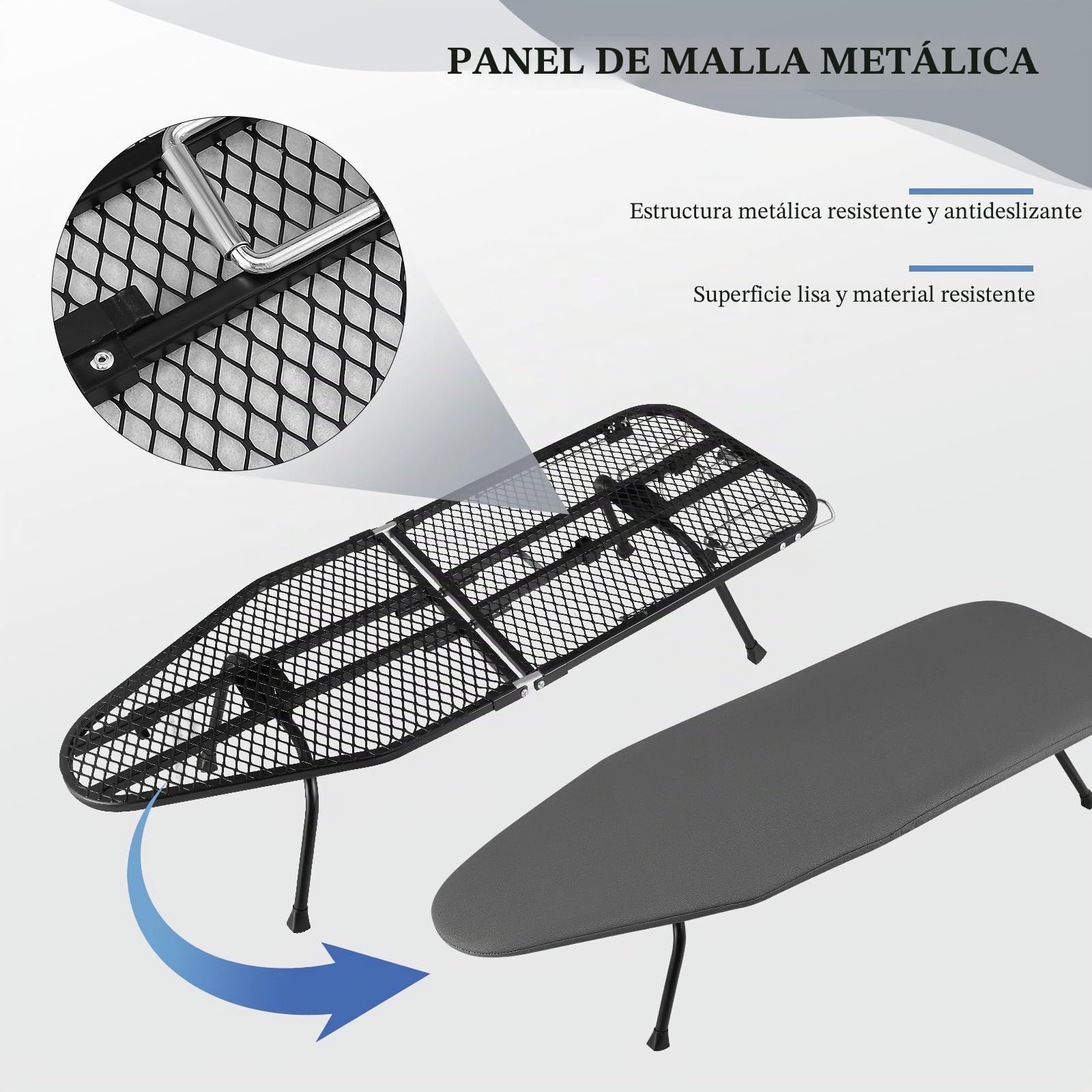 Tabla de Planchar Plegable Espacios Pequeños, Tabla Pequeña de Mesa con Soporte de Hierro, Mini pies Antideslizantes Plegables Portátiles para el Hogar, Lavanderías, Dormitorios, Uso de Viaje