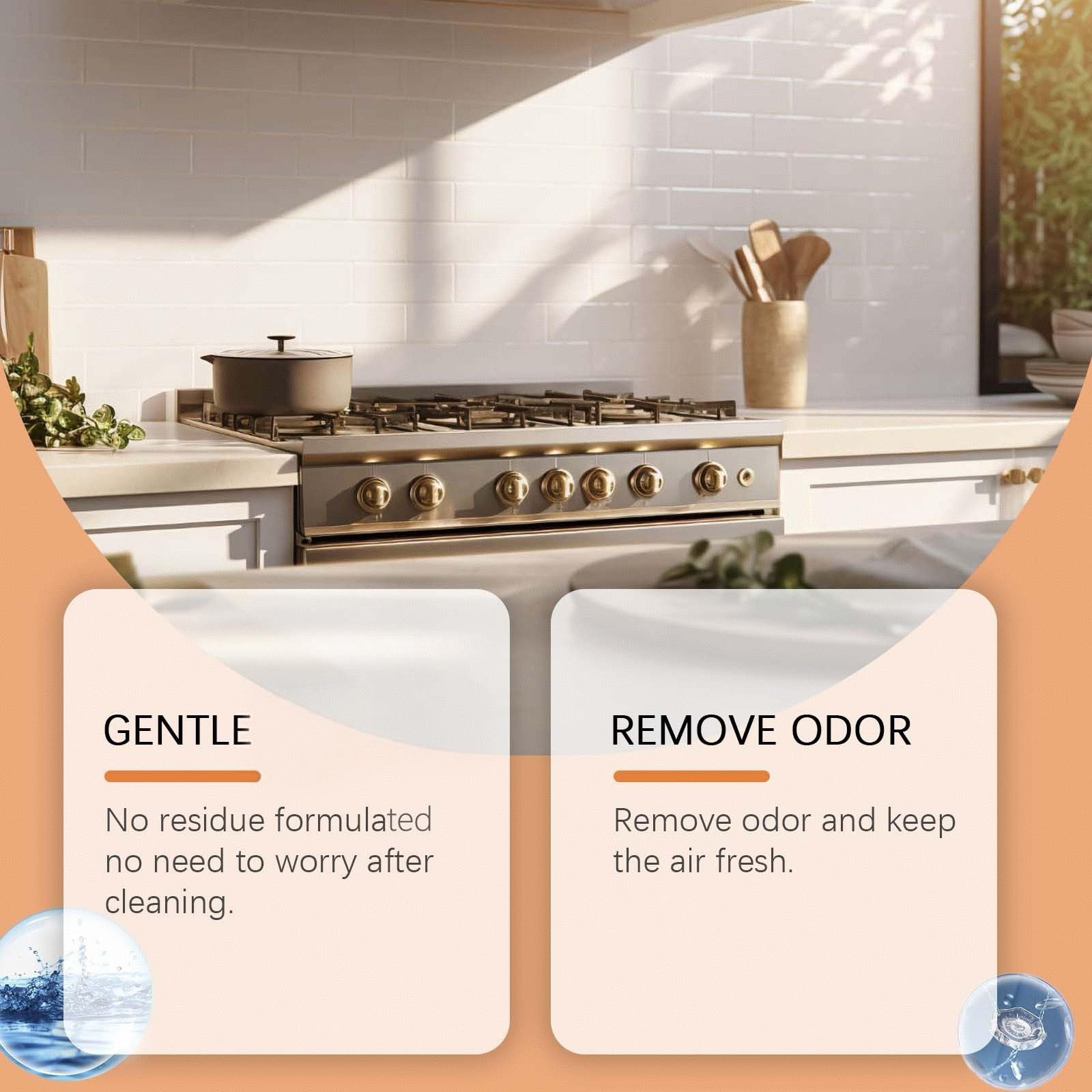 Gas Stove Top Cleaner, limpiador de campana extractora, spray limpiador de aceite de cocina resistente, manchas de aceite de cocina, potente limpiador de utensilios de cocina multiusos (6 unidades)