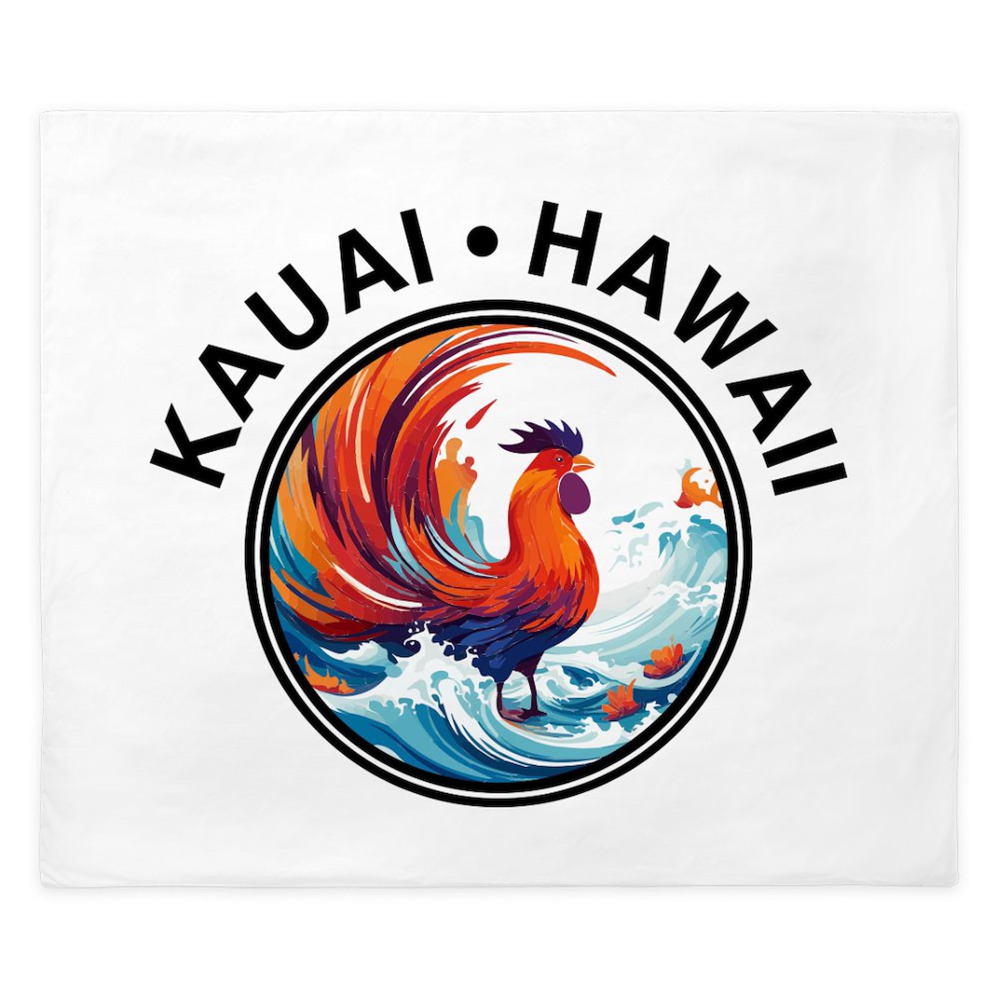 CafePress Kauai Hawaii Rooster (with Black Lettering) King Duvet Cover, Printed Comforter Cover, Unique Bedding