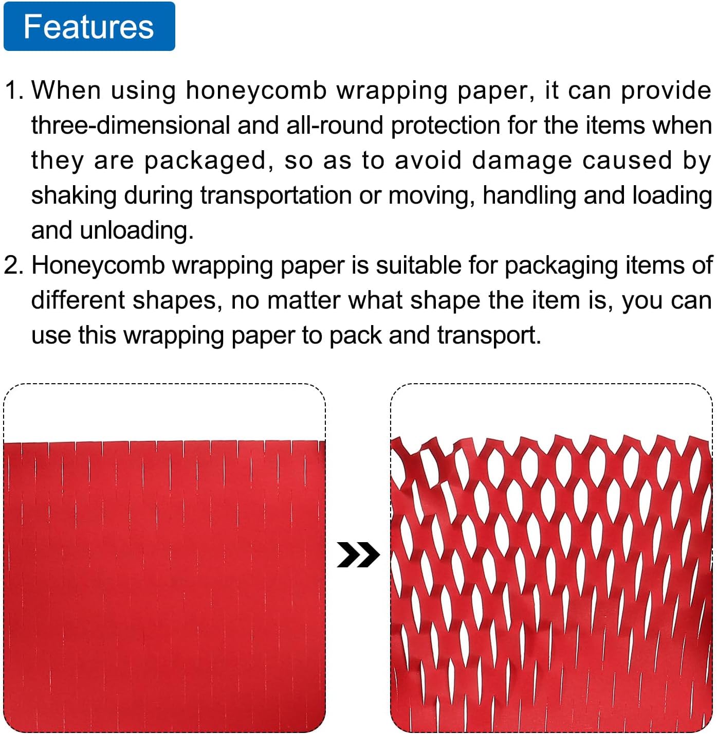 MECCANIXITY Honeycomb Packing Paper 15 Inch x 65.6 Feet Cushioning Wrap Rolls Packing Paper for Moving Shipping Packaging Gifts Red