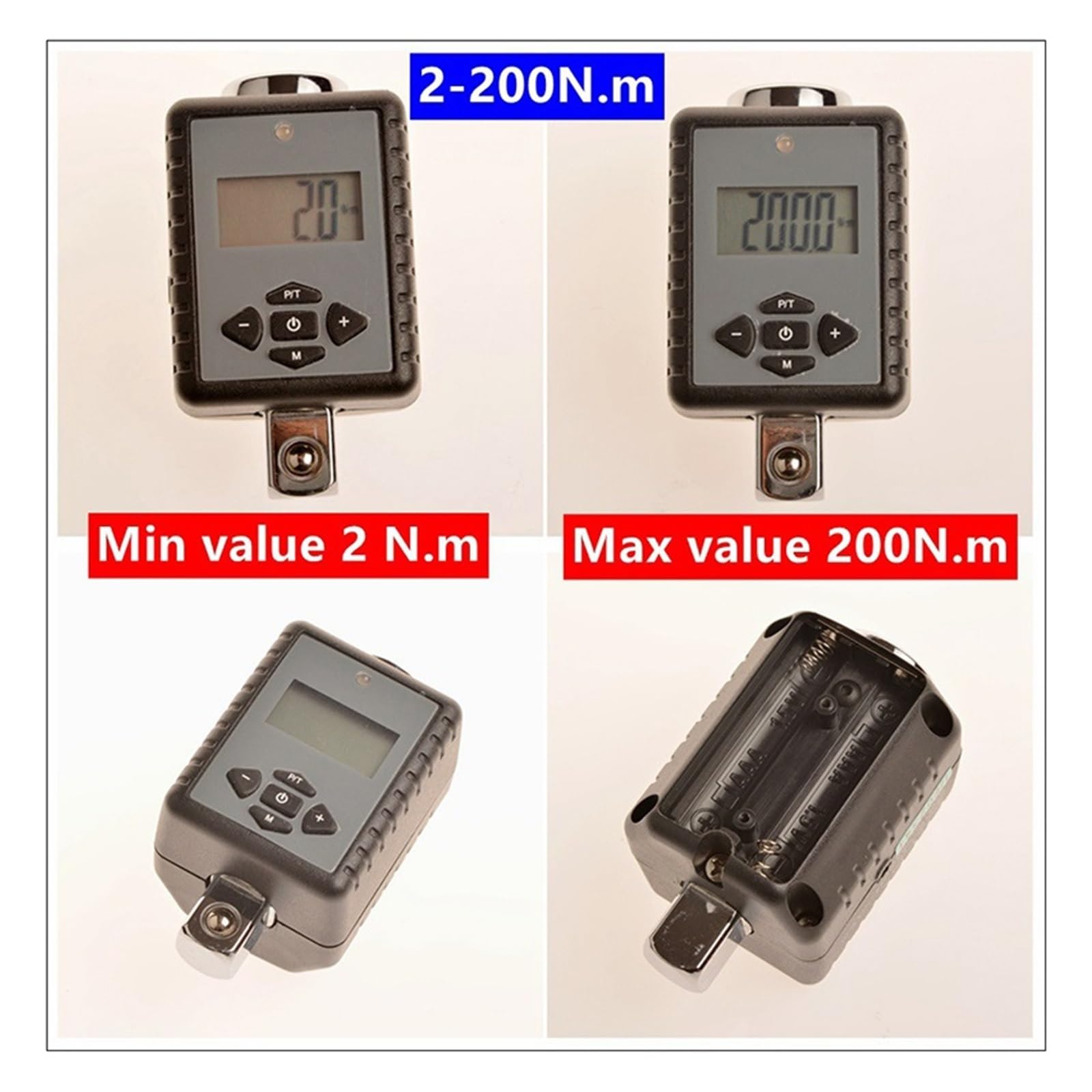 Chiave dinamometrica digitale elettronica professionale regolabile for riparazione auto Set di chiavi a cricchetto,Conversione multifunzionale(17-340NM3Pcs adapter)