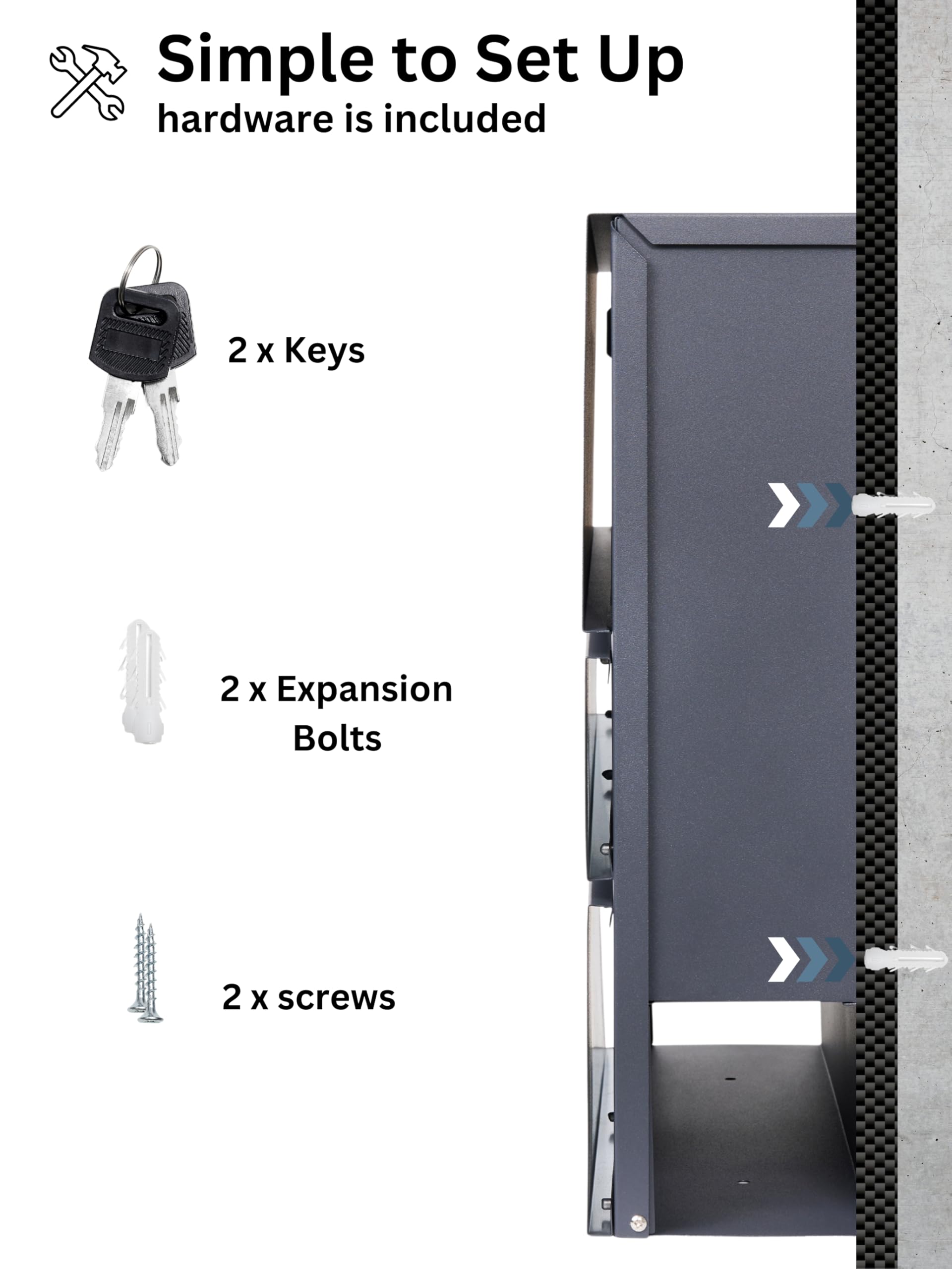 Assorted Collections Wall Mounted Post Box with Newspaper Holder, Lockable Mailbox with 2 Keys - Image 6