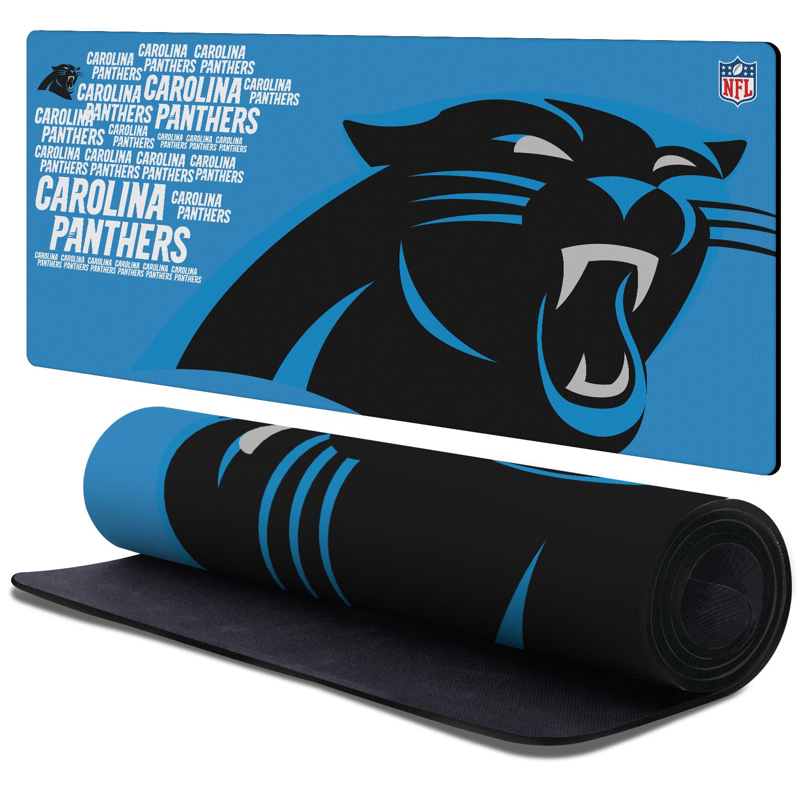 Head Case Designs Officially Licensed NFL Logotype Carolina Panthers 37.4 x 15.75 x 0.16 inches (900 x 400 mm) - XL Gaming Office Desk PC Keyboard Mouse Mat Pad