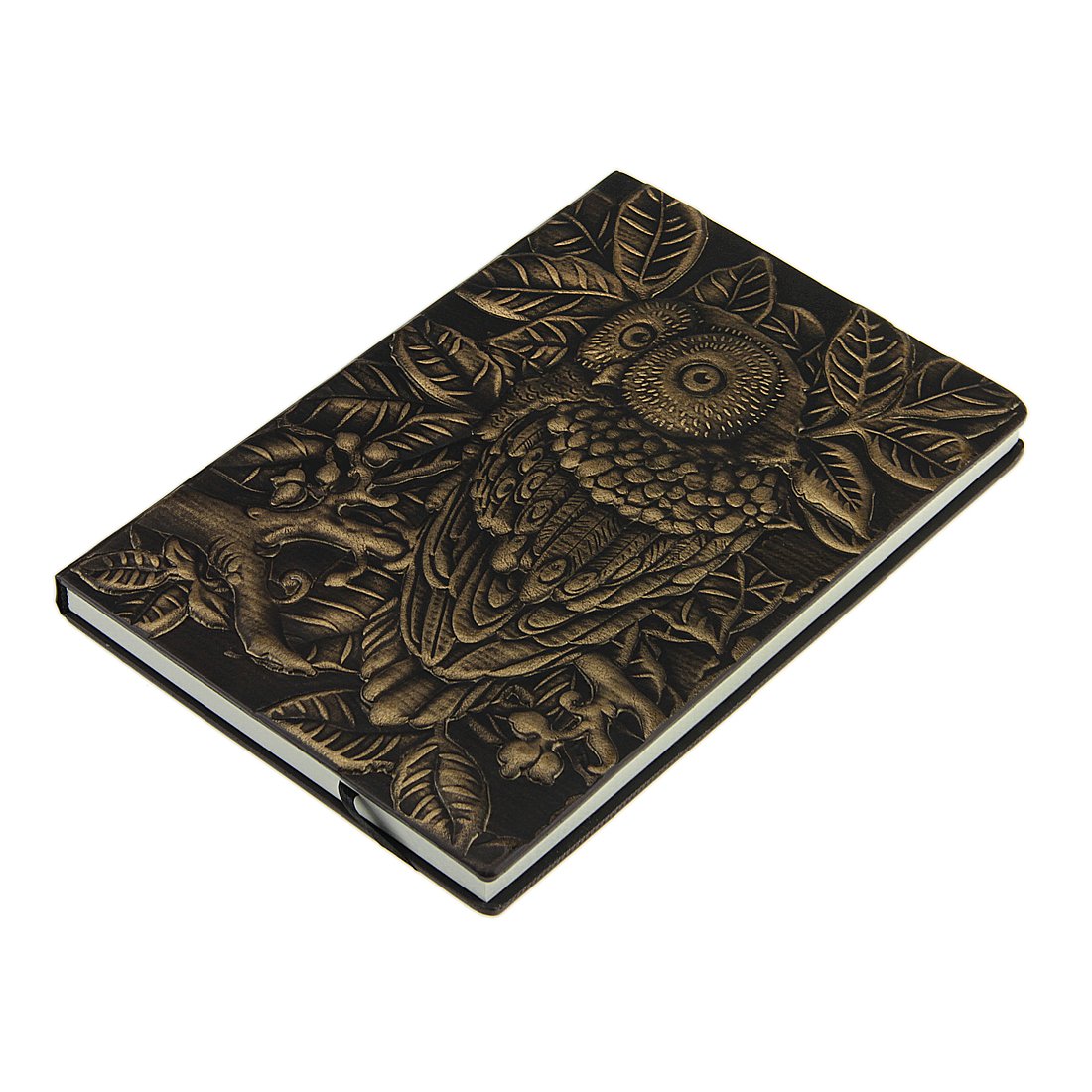 Cuaderno, LoveEmbossed-Diario de Cuero con búho, Diario Personal Bronce, Diarios Escritura Viaje Rayas, A5, Regla for Libros