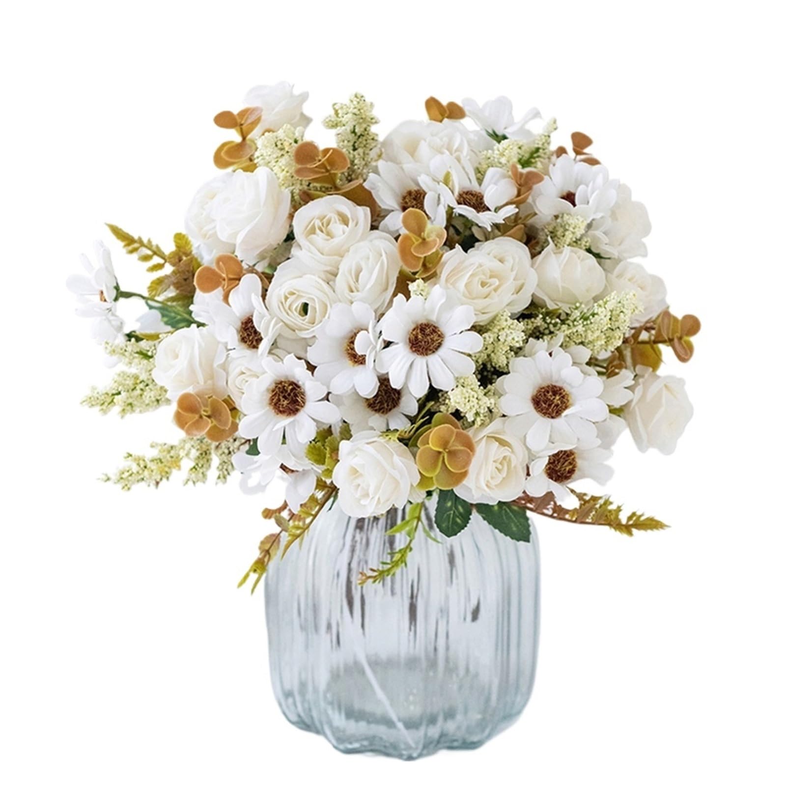 1/3 Uds. Corona de Flores Artificiales for Boda, hogar, habitación, Mesa, Festival, jardín al Aire Libre, decoración, Ramos DIY(White,3PCS)
