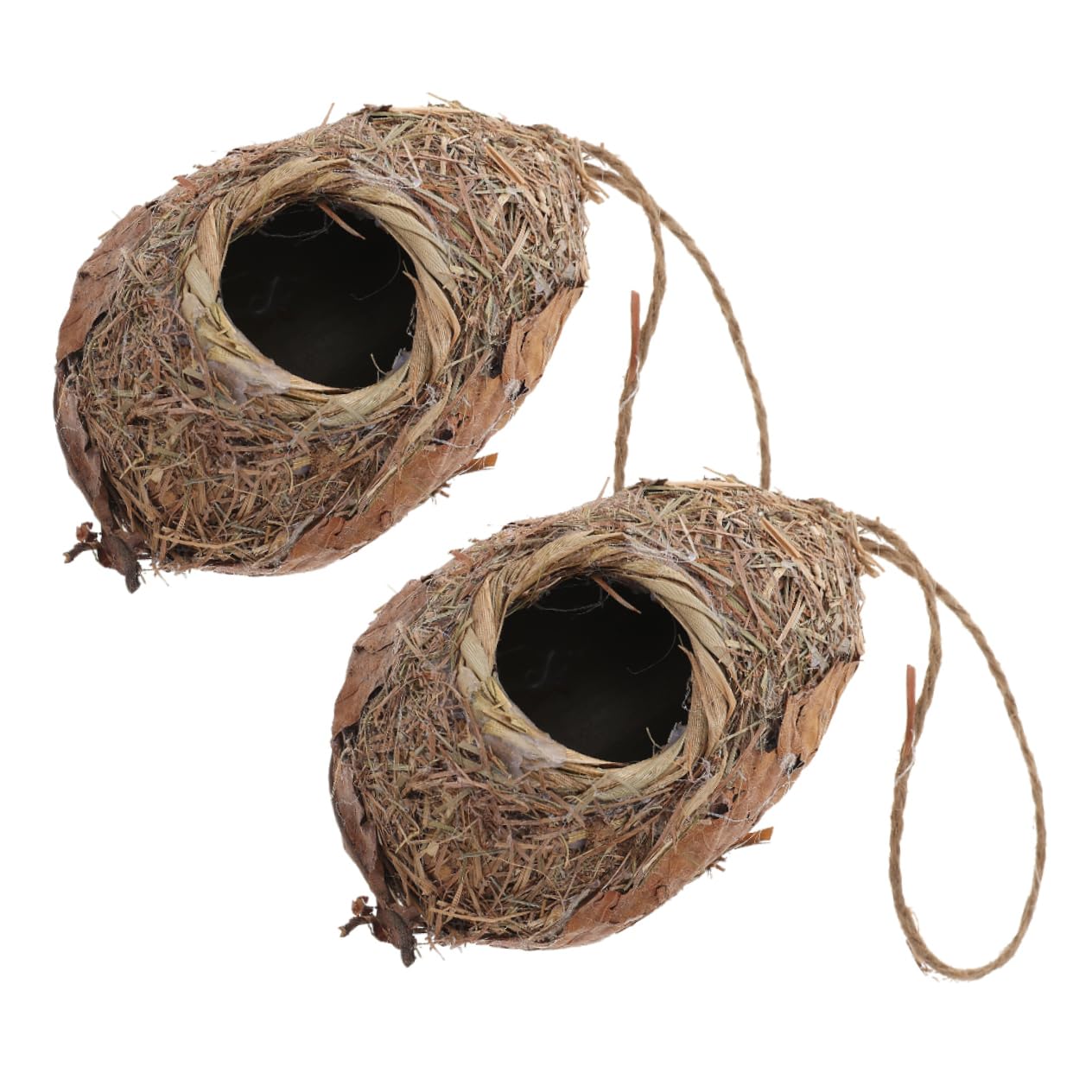 BESPORTBLE 2pcs Woven Bird Nest Pendant for Birds Outdoor Hanging Bird House for Garden Decoration Finches Sparrows and Lovebirds Rustic Style Home
