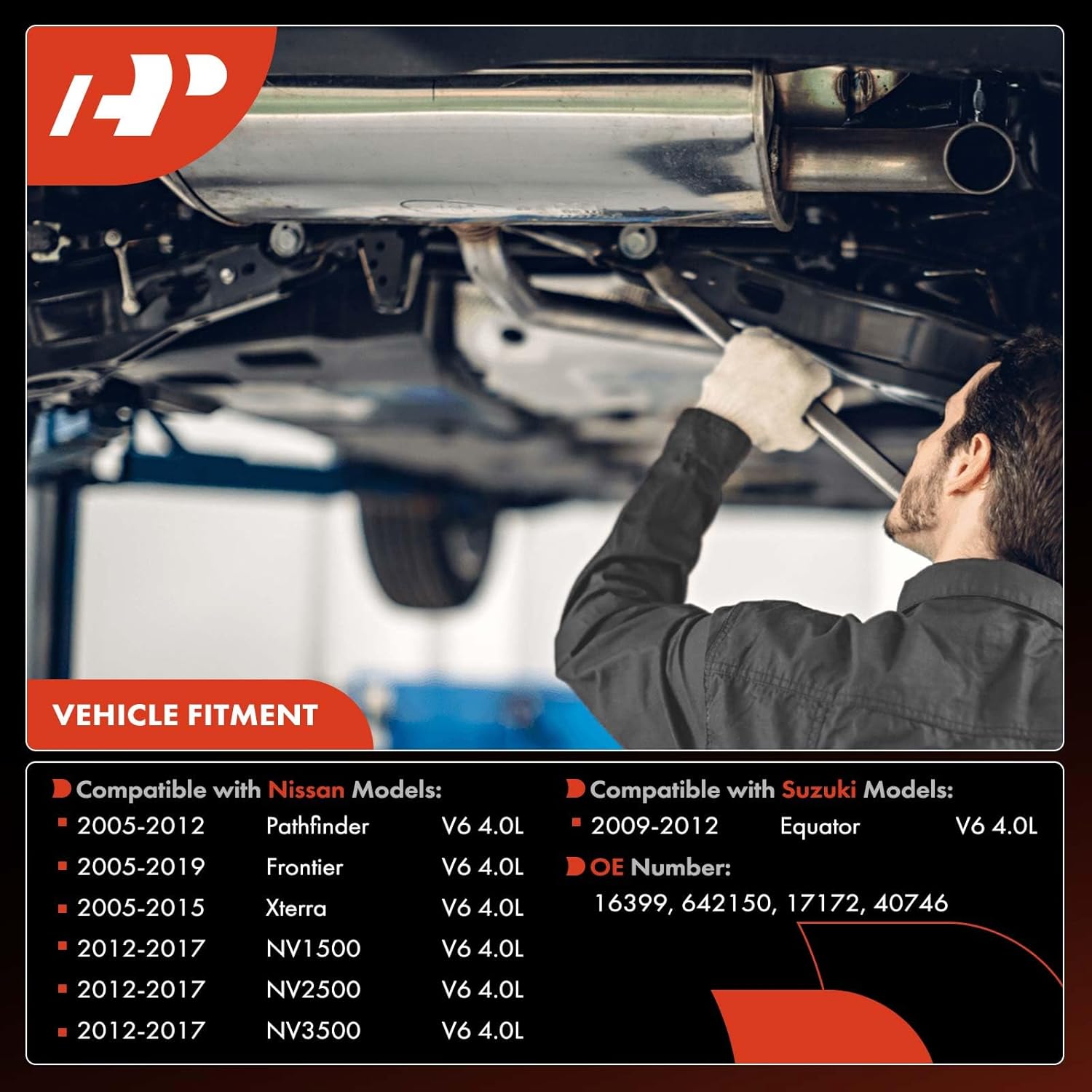 A-Premium Rear Right Catalytic Converter Kit Direct-Fit Compatible with Nissan Frontier 2005-2019, Pathfinder 2005-2012, NV1500, NV2500, NV3500, Xterra & Suzuki Equator, 4.0L, EPA Compliant