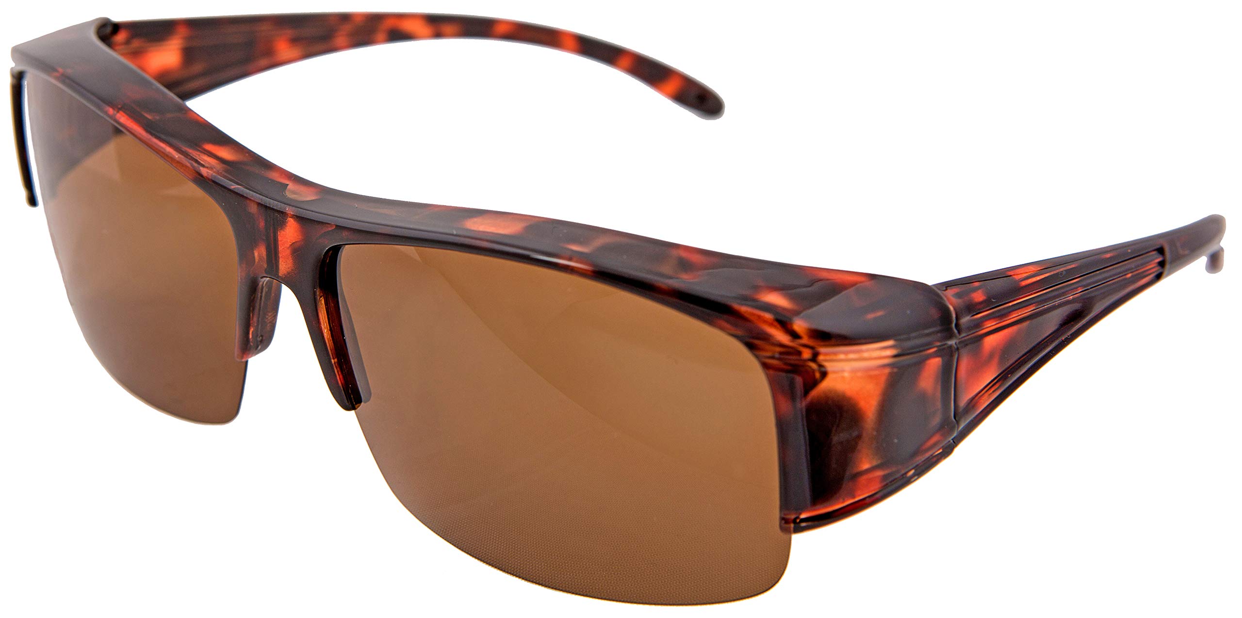 Overglasses By Remaldi Unisex Brown Lens Opticaid Over Glasses Fit Over Sunglasses Polarised Anti Glare Uv400 Wrap Around Slim Profile Tortoise Mens Womens Category 3 Remaldi