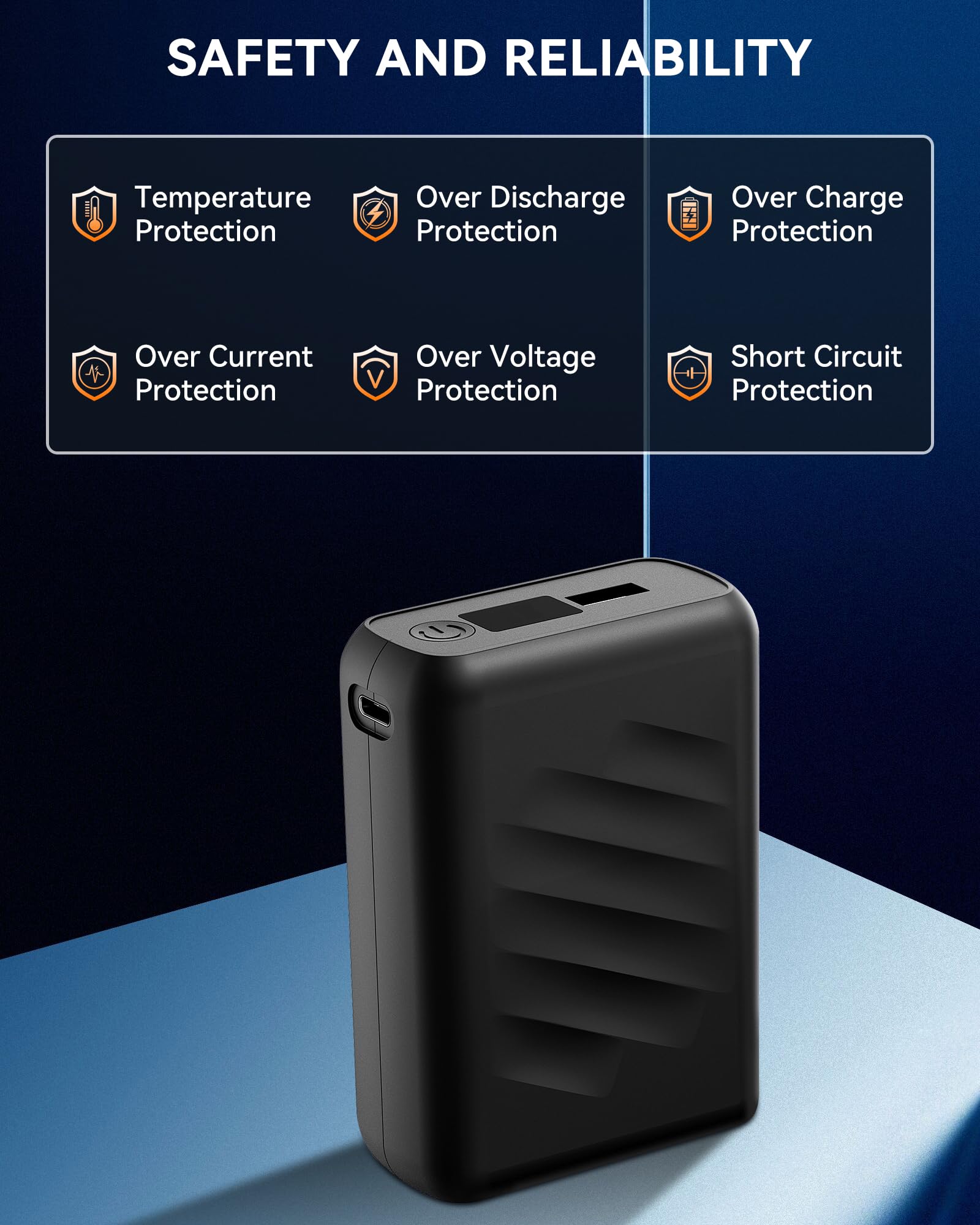 FERNIDA Batterie externe 20 000 mAh - Fonction de charge rapide - Avec ports DC, USB et Type-C - Pour vêtements chauffants, banque de batterie externe portable pour gilet chauffant, pantalon et