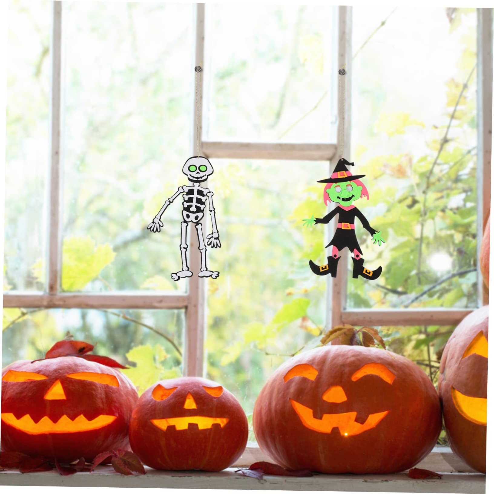 Didiseaon 20pezzi Decorazioni Di Halloween Feltro Pendenti Strega e Scheletro Accessori Per Feste e Addobbi Spaventosi Per Alberi e Finestre
