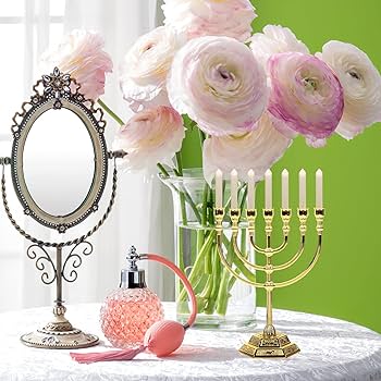 Amazon.com: 傳統猶太燭台7 枝燭台耶路撒冷寺廟燭台7 枝聖地餐桌中心