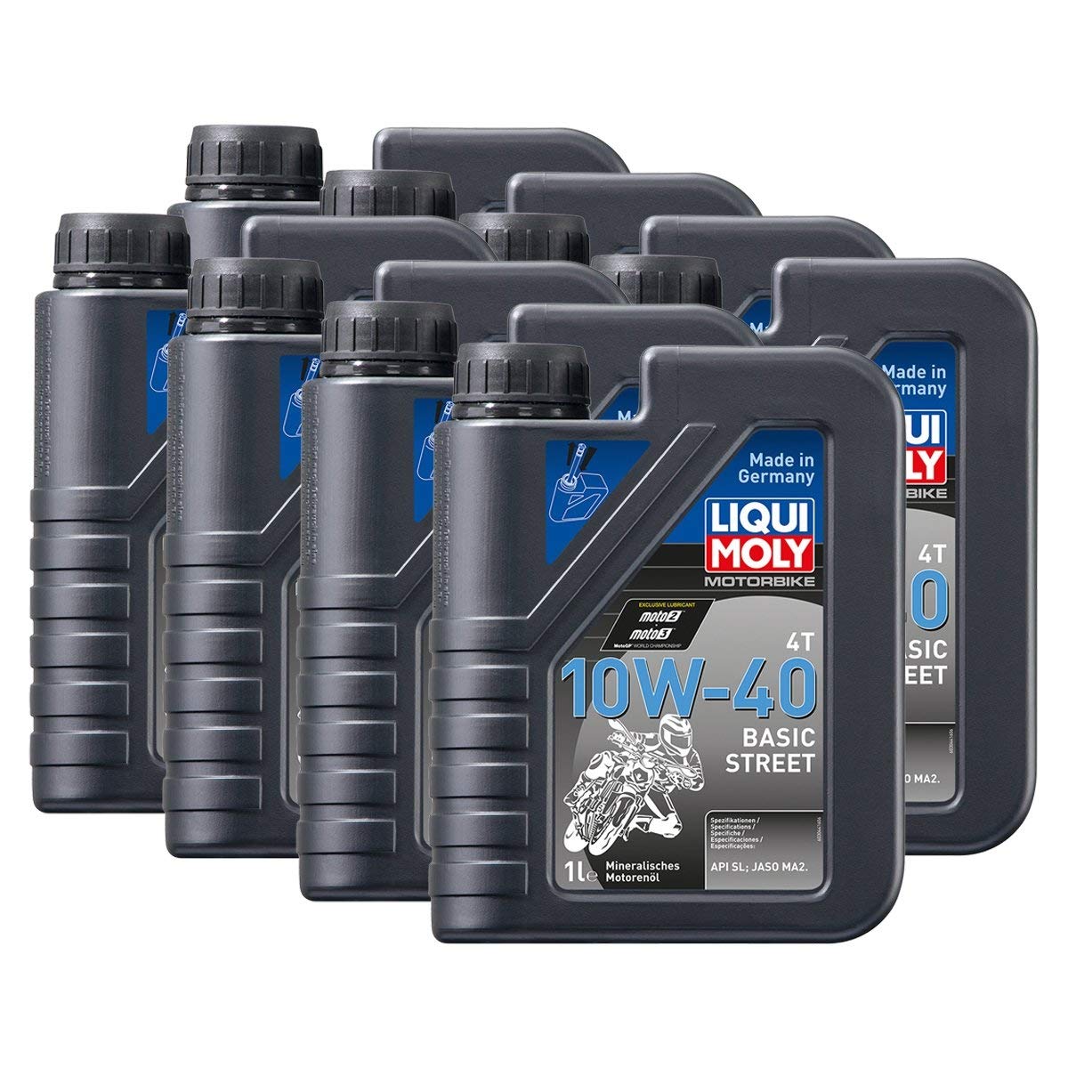 8x LIQUI MOLY 3044 Motorbike 4T Basic Street Motoröl Engine Oil 10W-40 1L