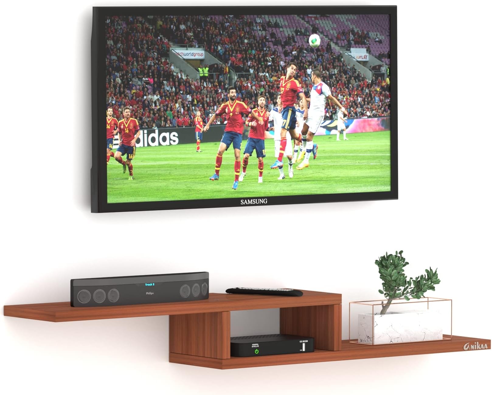Anikaa Vincent Engineered Wood Wall Mount TV Unit/TV Stand/Wall Set Top Box Stand/TV Cabinet/TV Entertainment Unit (Walnut)(D.I.Y)