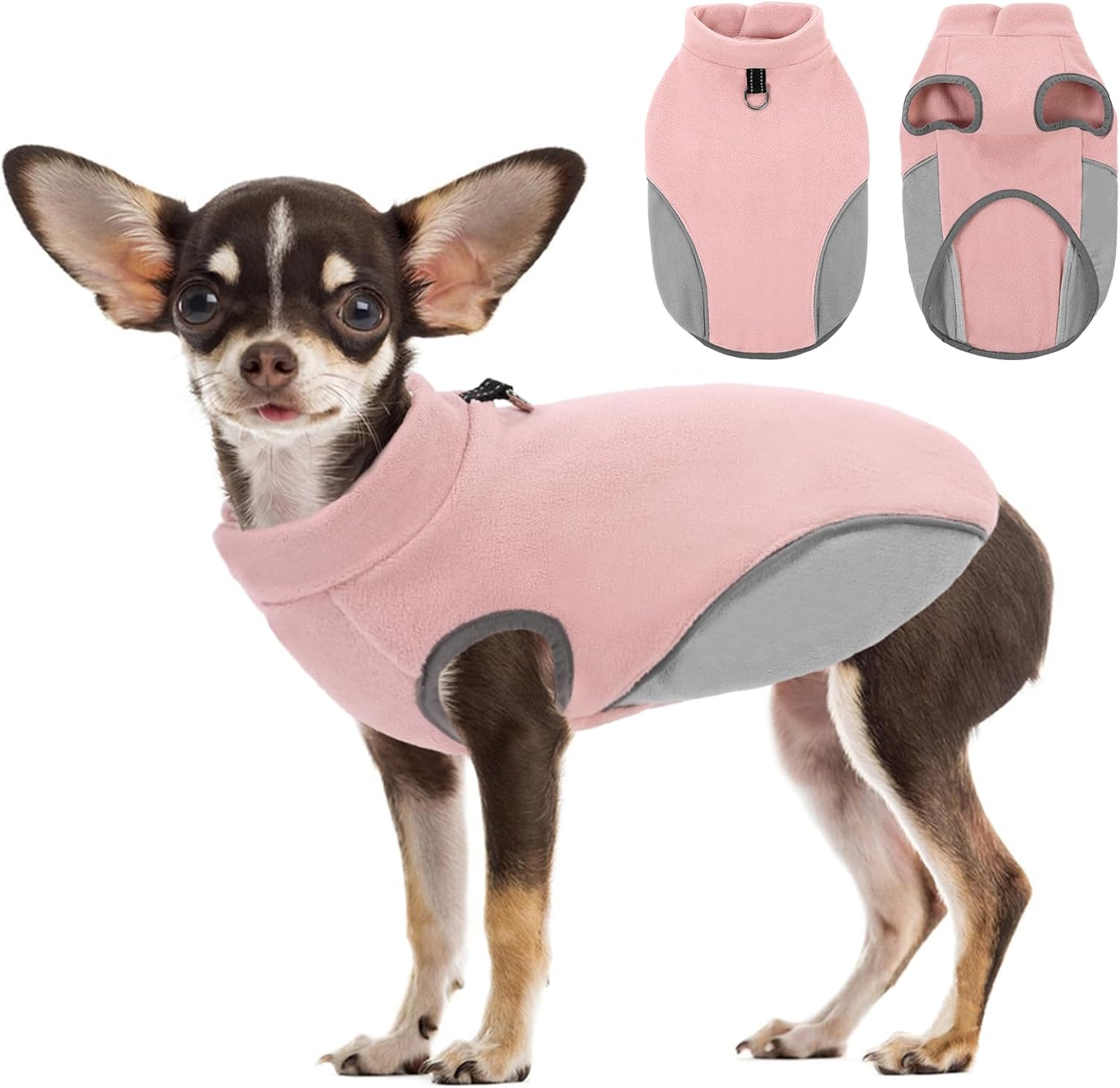 AOFITEE Dog Fleece Sweater, Extra Large Dog Fleece Sweater for Large Dogs, Warm Dog Fleece Vest Jacket with D-Ring, Stretchy Dog Pullover Sweatshirt Girls Boys for Labrador, Rottweiler, Pink XL