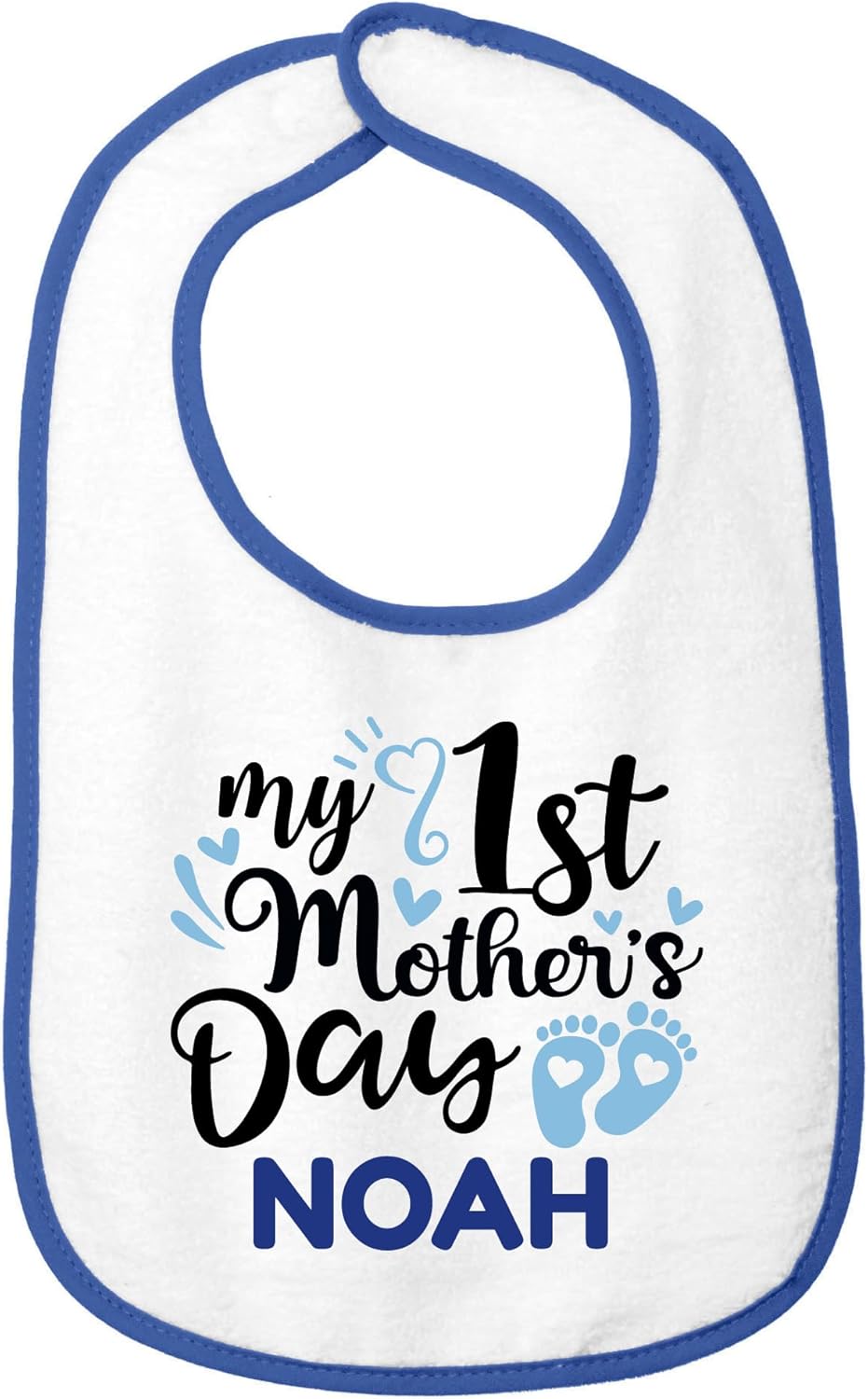Personalized Baby Bib for Mom, Custom Name Gift, Cute Footprint Design, First Mother’s Day Keepsake