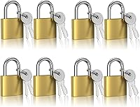 Vista 7 de 4 piezas de candados pequeños con llave, 32 mm, dorados, compactos, forma de D, aleación endurecida, para asegurar equipaje, taquillas de gimnasio