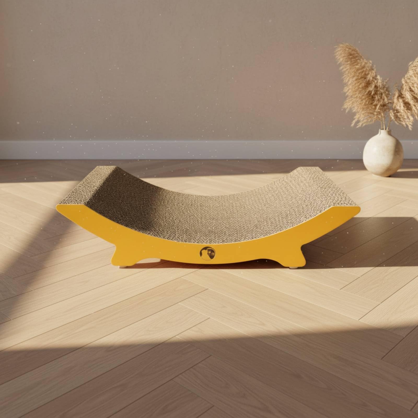 Griffoir pour Chat Planche Lounger Lit Jouet en Carton Ondulé Grade C Texture Ferme pour Limage Naturelle des Griffes Courbe Sourire pour Confort