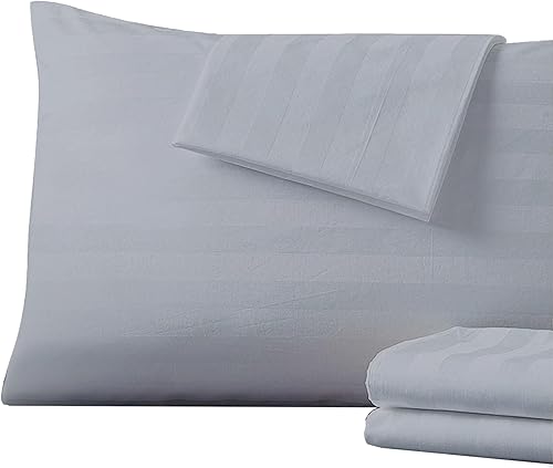 Juego de 2 fundas de almohada tamaño Queen 100 % algodón egipcio, fundas de almohada de tejido satinado de 400 hilos con cremallera oculta,