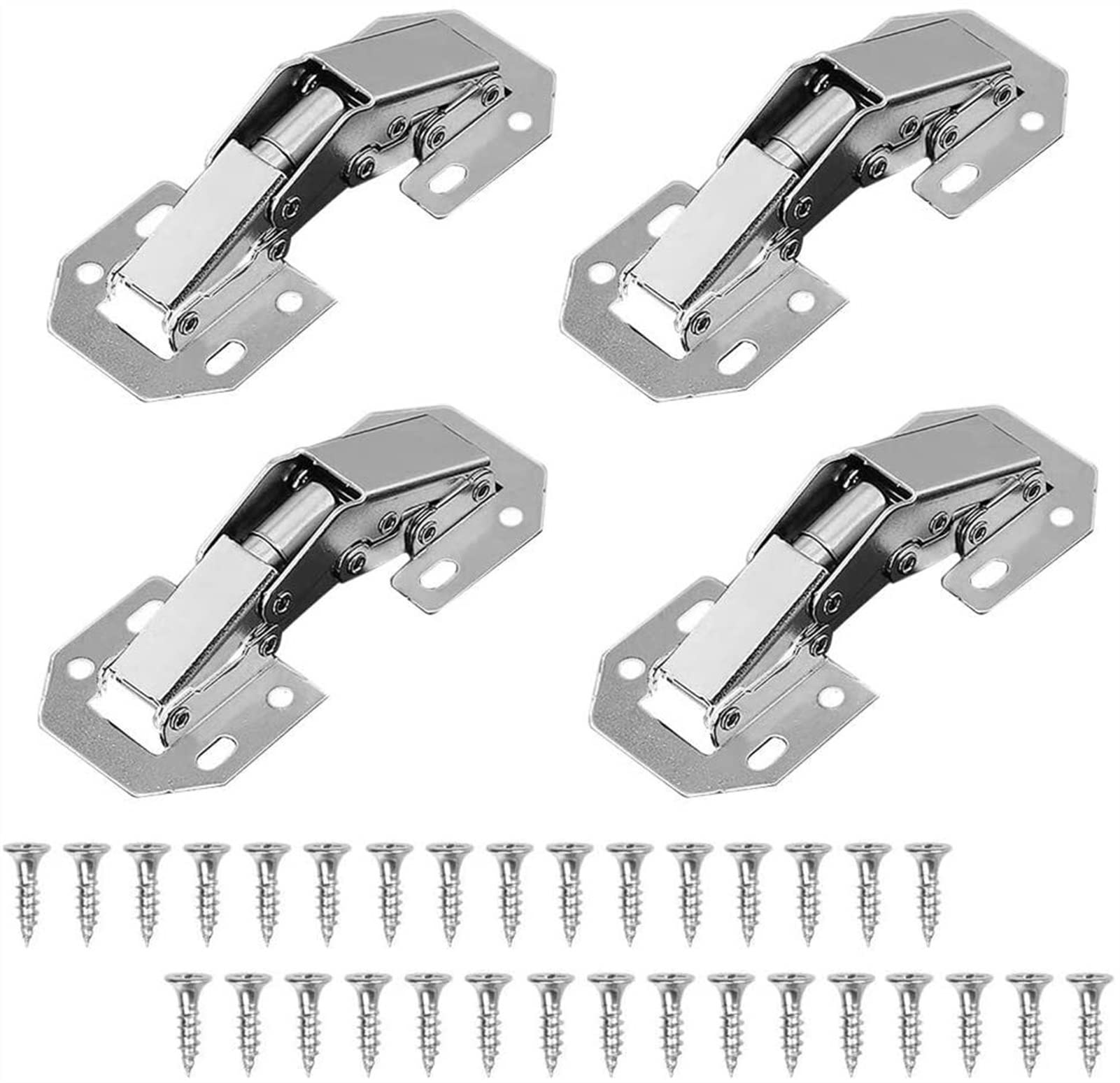 Nvsfzgiyg One Color 4Pcs Cabinet Door Free Slotted 4-Inch Hinge Thickened Surface Mounted Hydraulic Buffer Bridge