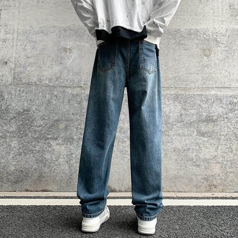 Men's Jeans Drawstring Waist Spring Denim Loose Casual Pants4