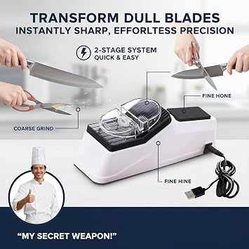Besyner Sharp Pro, USB Electric Knife Sharpener, With 5PCS Replacement Grinding Tools, Double Sided Knife Sharpener, Quick Sharpening & Polishing, Stable Non-slip Base Quick Sharpening & Polishing