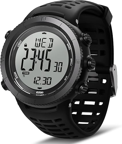 EZON H001 Military Digital Watch for Men, Tactical Outdoor Adventure Watch with Altimeter, Barometer, Compass, Thermometer, SunriseSunset, Timer