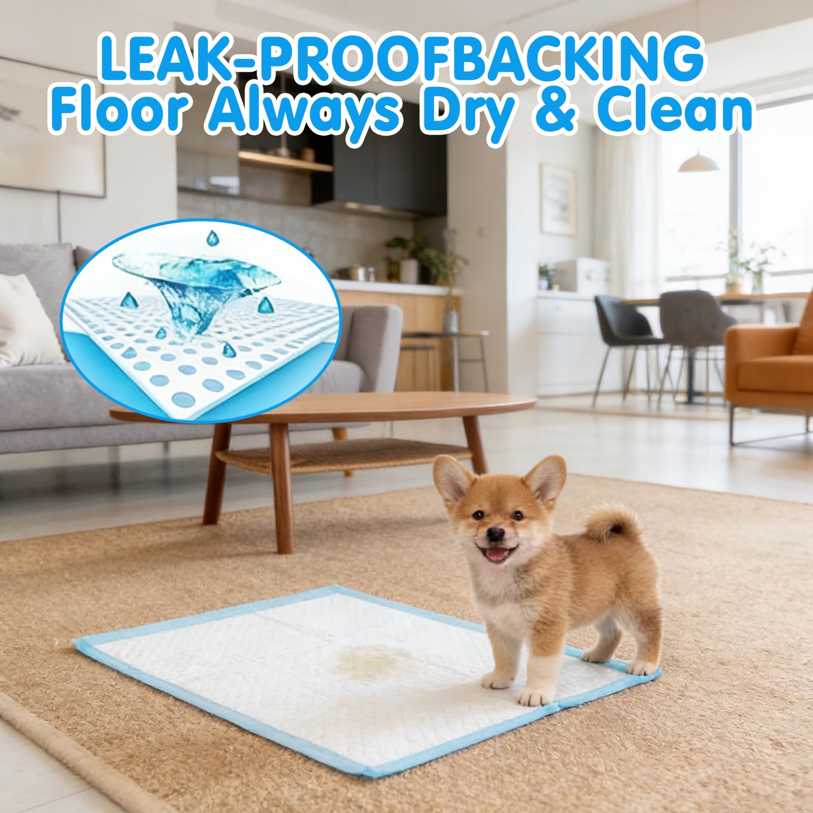 100 Pièces Alèses d'apprentissage pour Chiot, 33x45cm Tapis Absorbant Chien, avec 5 Couches de Conception Etanche, Capable D'absorber Rapidement l'humidité pour Prévenir Les Fuites
