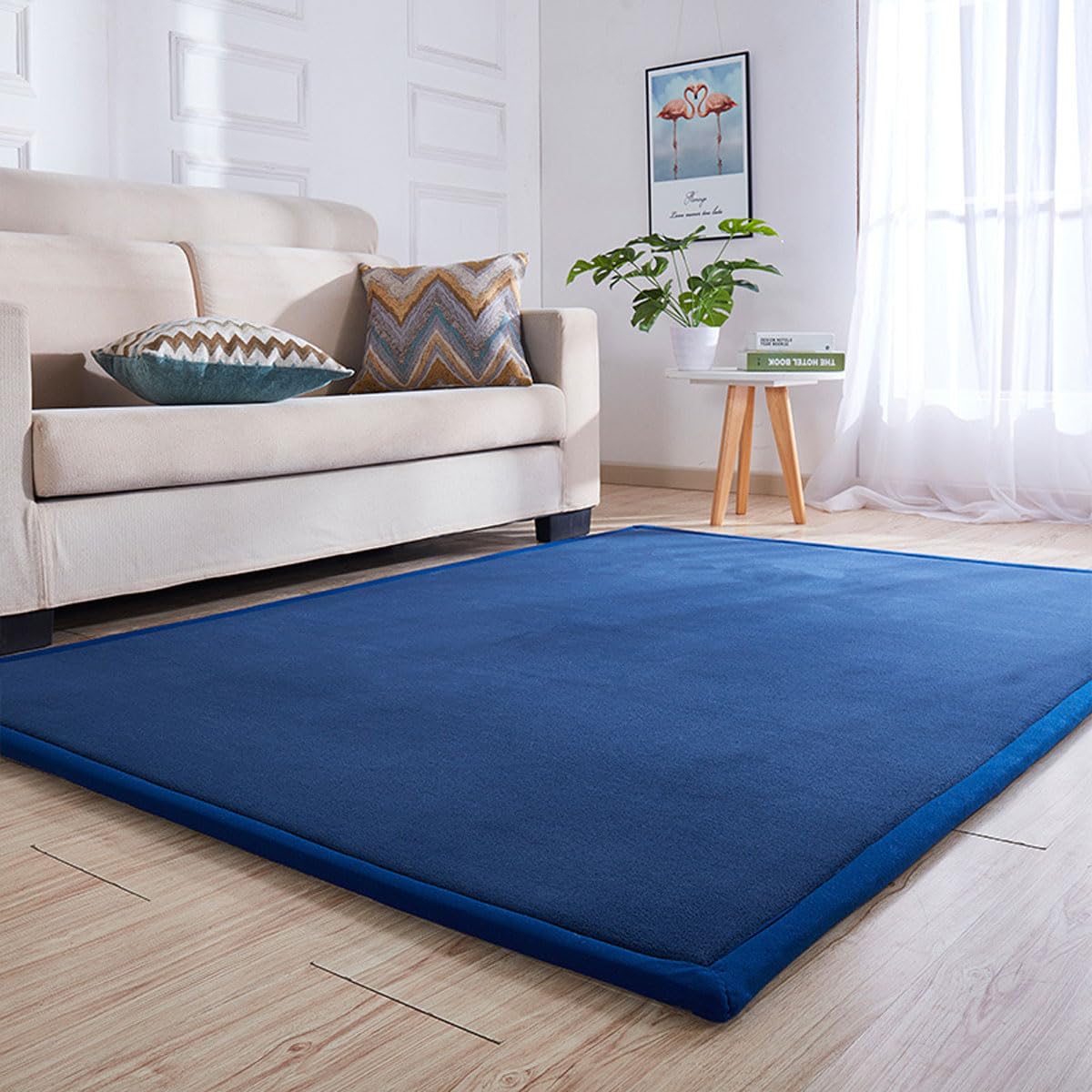 Single tree forest Premium Kids Carpet - Soft and Safe Non-Slip Play Mat for Children's Room, Nursery, and Playroom - Easy to Clean for Boys and Girls-Navy Blue-200 * 220cm