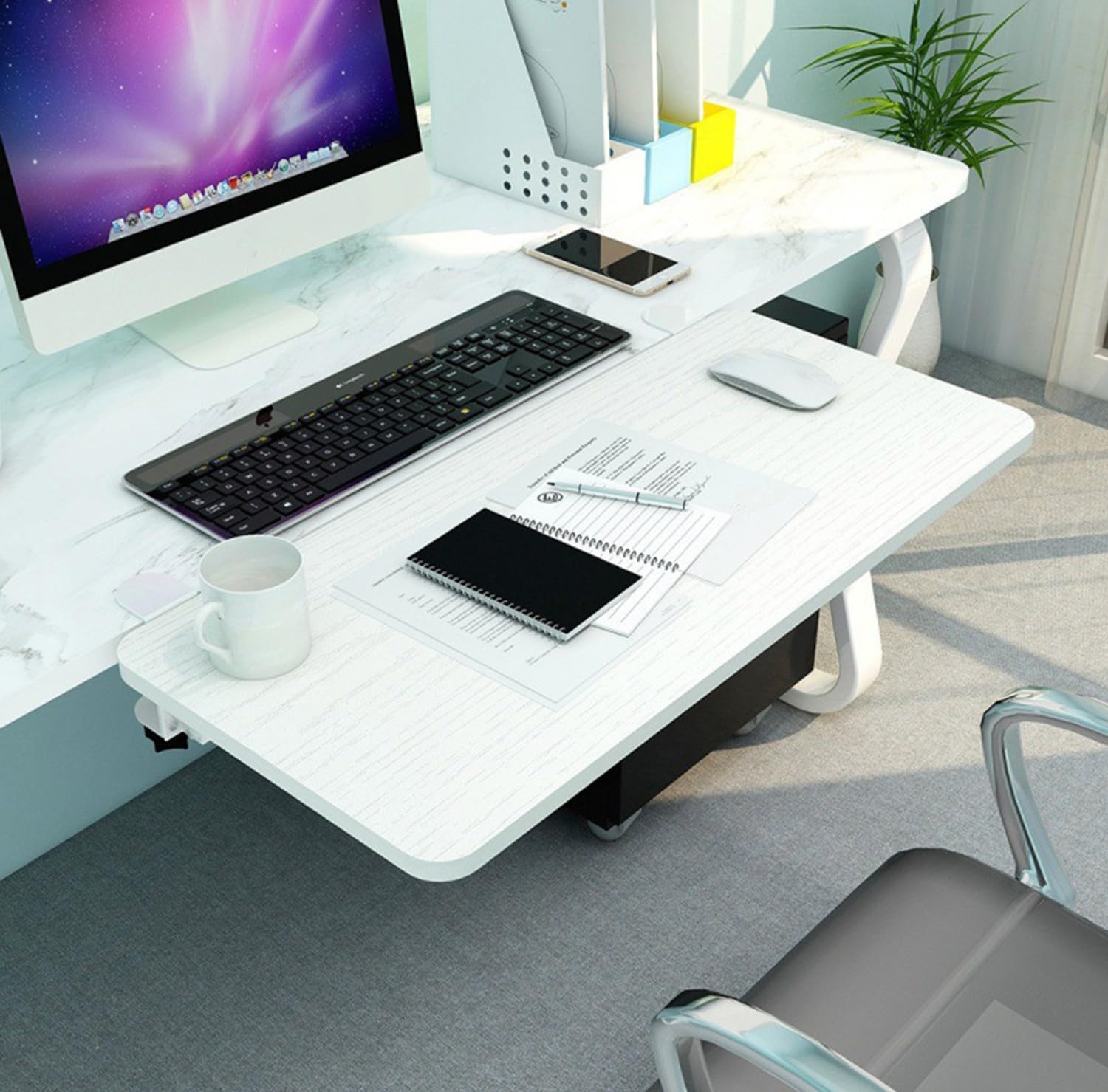 Ergonomic 90° Foldable Keyboard TraySpaceSaving ClampOn Desk Extender 55x25 cm Supports Arms for Home Office Enhances Comfort & Productivity Ideal for Organization