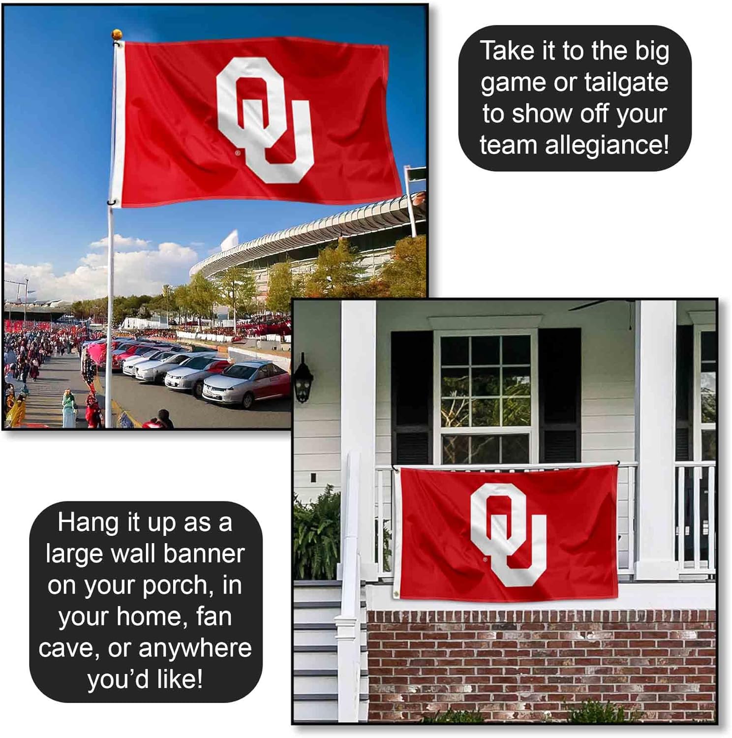 College Flags & Banners Co. OU Oklahoma Sooners University Large College Flag - Image 4