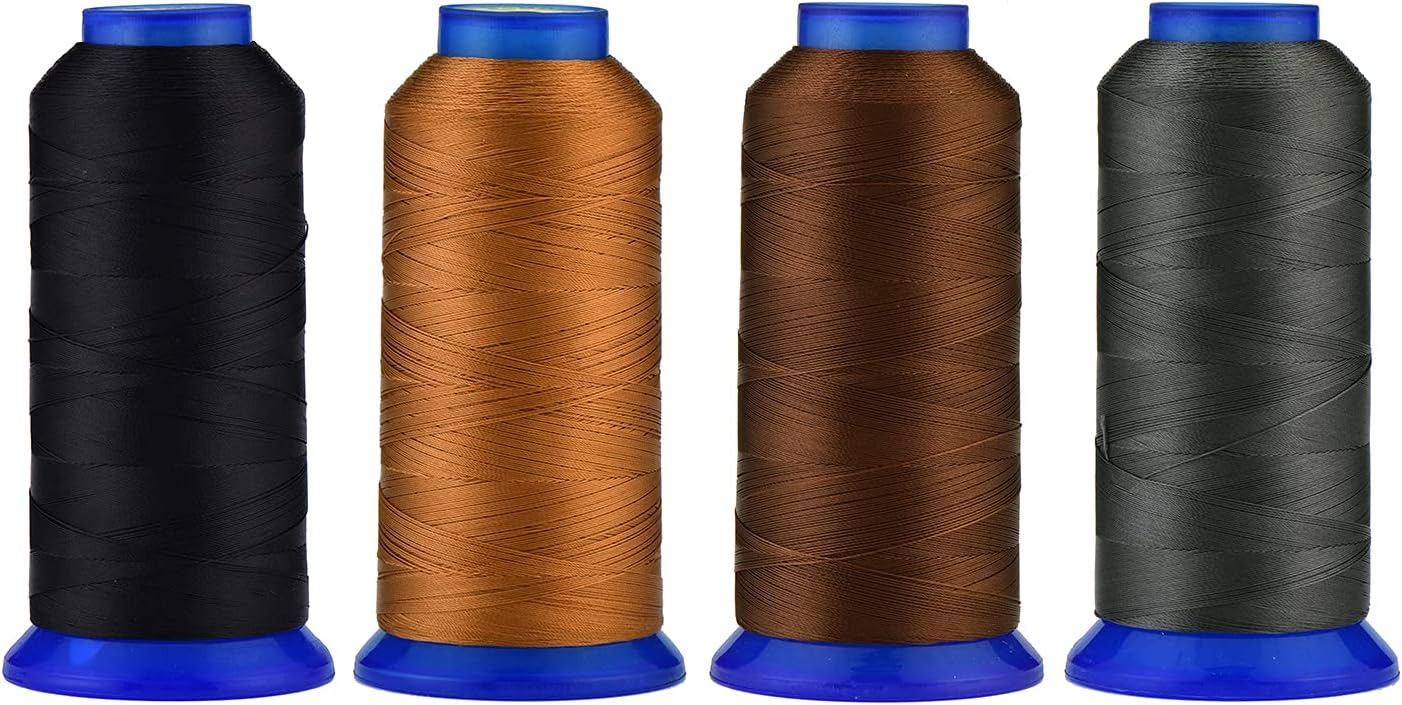 Selric [6000ヤード] UV耐性高強度ポリエステル糸 #69 T70 サイズ 210D/3 室内装飾/アウトドアマーケット/ドレープ/ビーズ/財布/レザー[ブラック+ブラウン+コーヒー+ダークグレー]