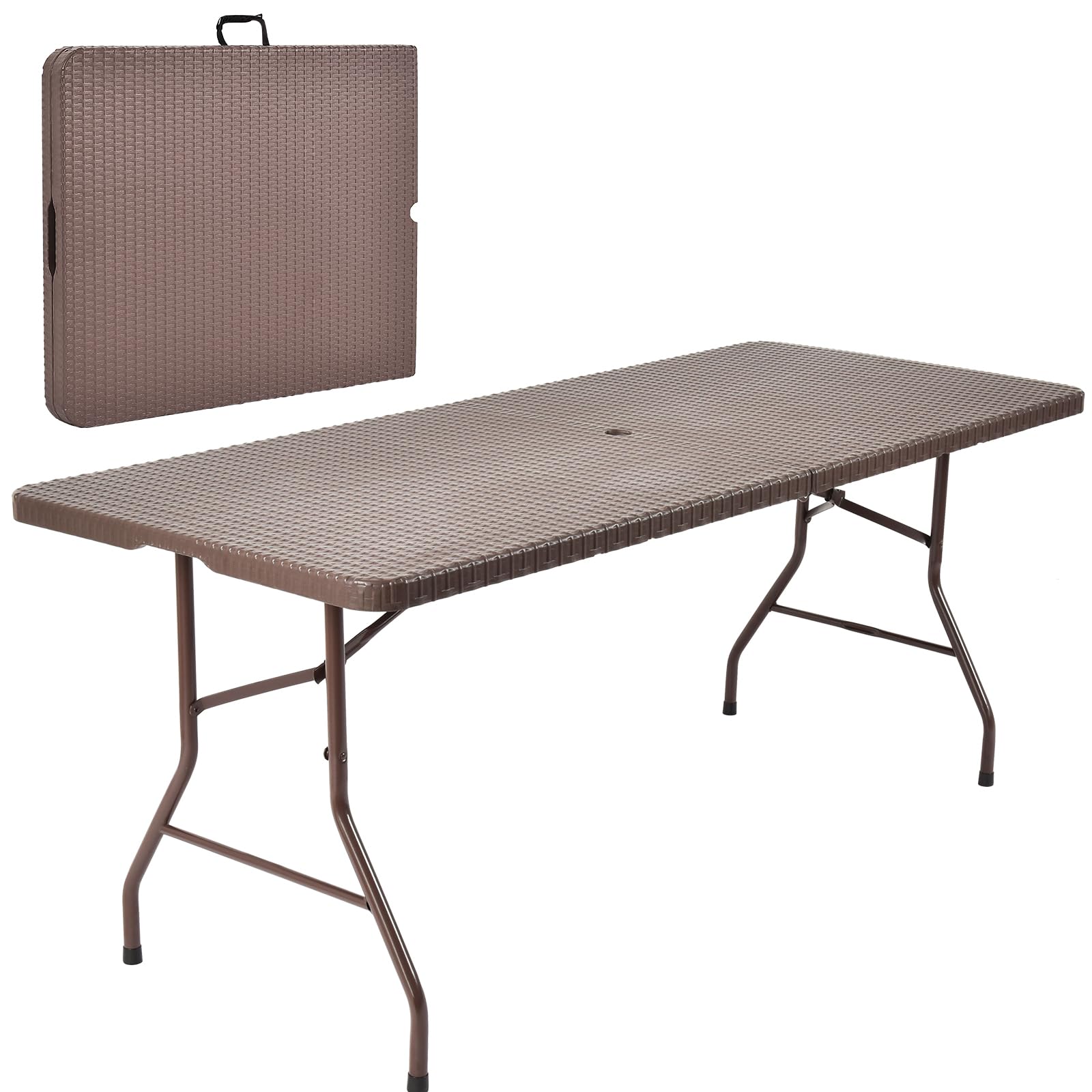 Table de camping pliante portable de 1,5 m légère et compacte pour repas extérieur