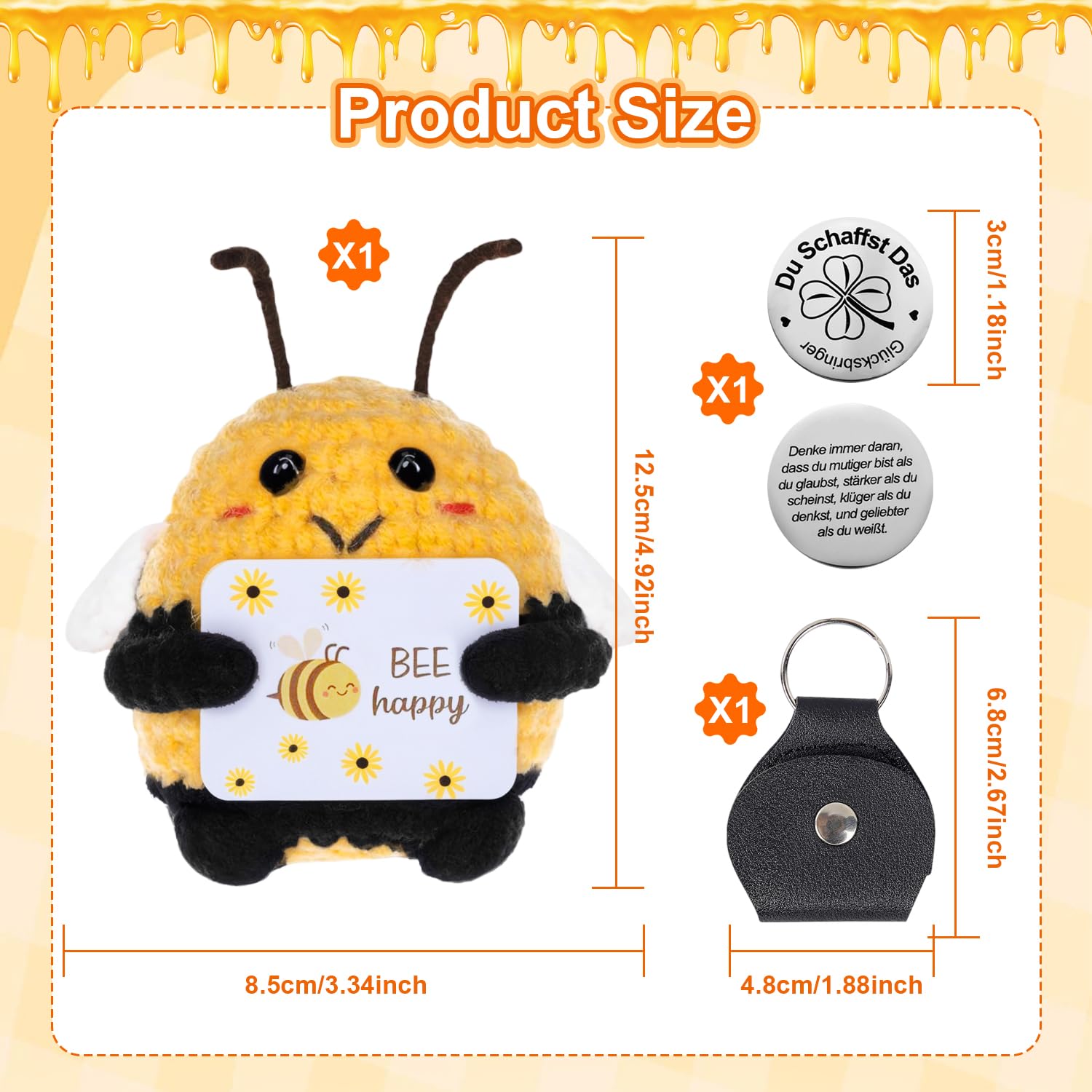 2 Pezzi Pocket Hug Ape Portafortuna Con Girasole – Regalo Positivo Con Messaggio Ispiratore Per Amici E Parenti