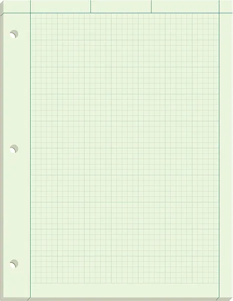 Ampad Engineers Computation Pad, Size 8-1/2 x 11, Greentint Paper, 5x5 Ruling, 3 Hole Punched, 100 Sheets Per Pad (22-142)