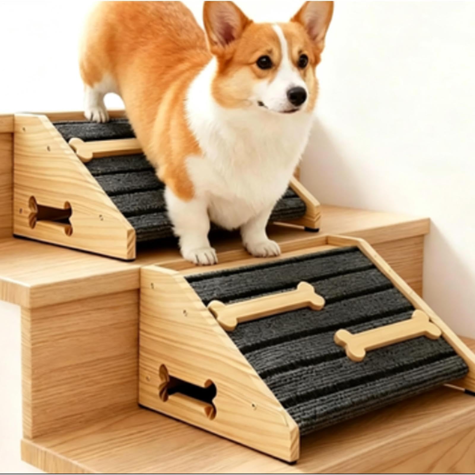 Rampa per Cani Piccoli Scaletta Portatile in Legno Antiscivolo