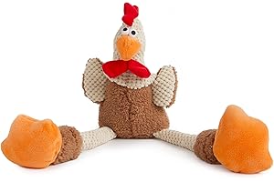 goDog Checkers Cheeky Rooster Chicken Dog Toy for Aggressive Chewers